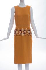 Oscar De la Renta Runway Sleeveless Embroidered Linen Dress, Spring 2006