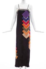 Bob Mackie Black Silk Evening Dress With Silver Bead Embellishment, Circa 1990's