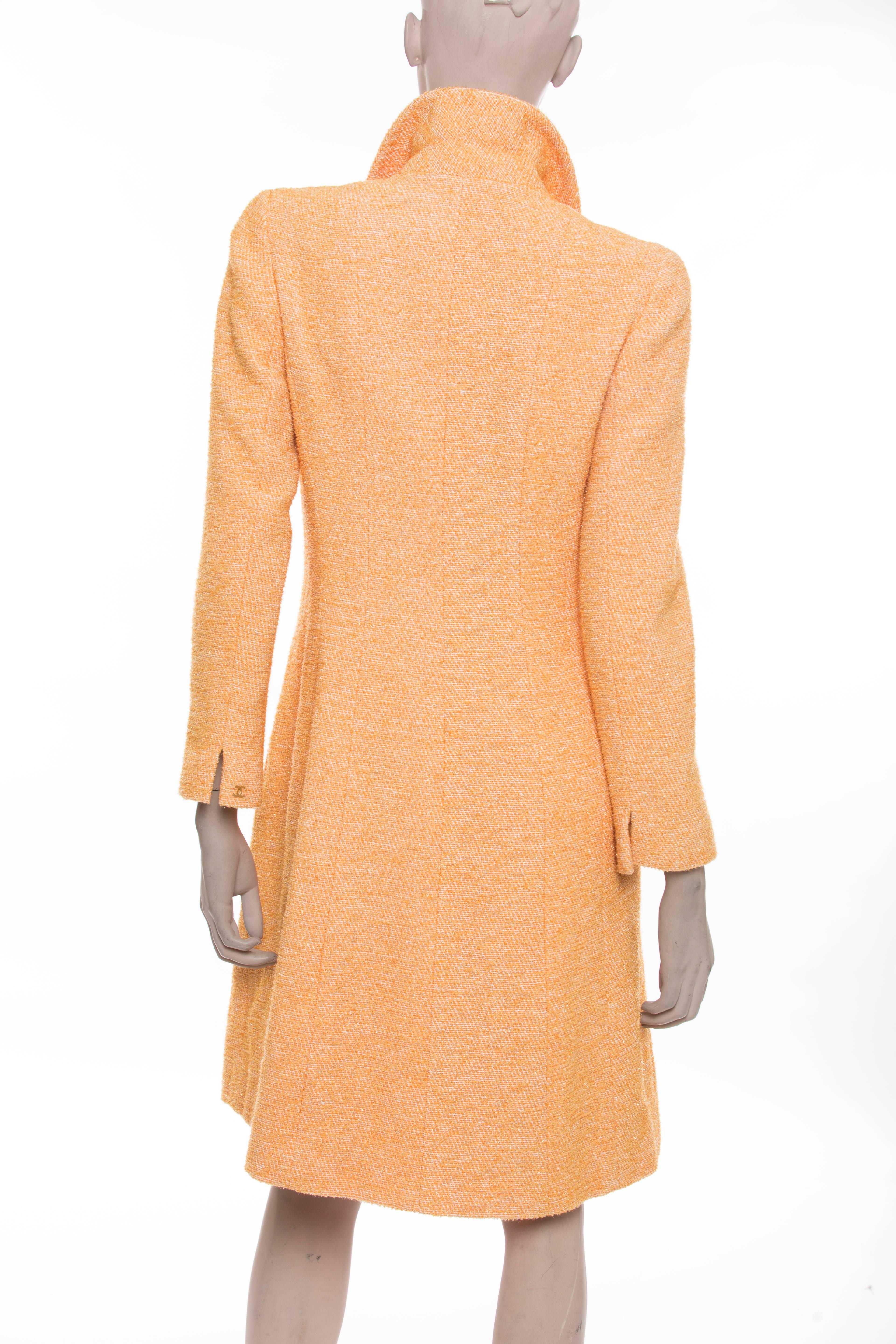 Orange Chanel Voided Velvet Halter Dress And Coat Ensemble, Cruise 2001 For Sale