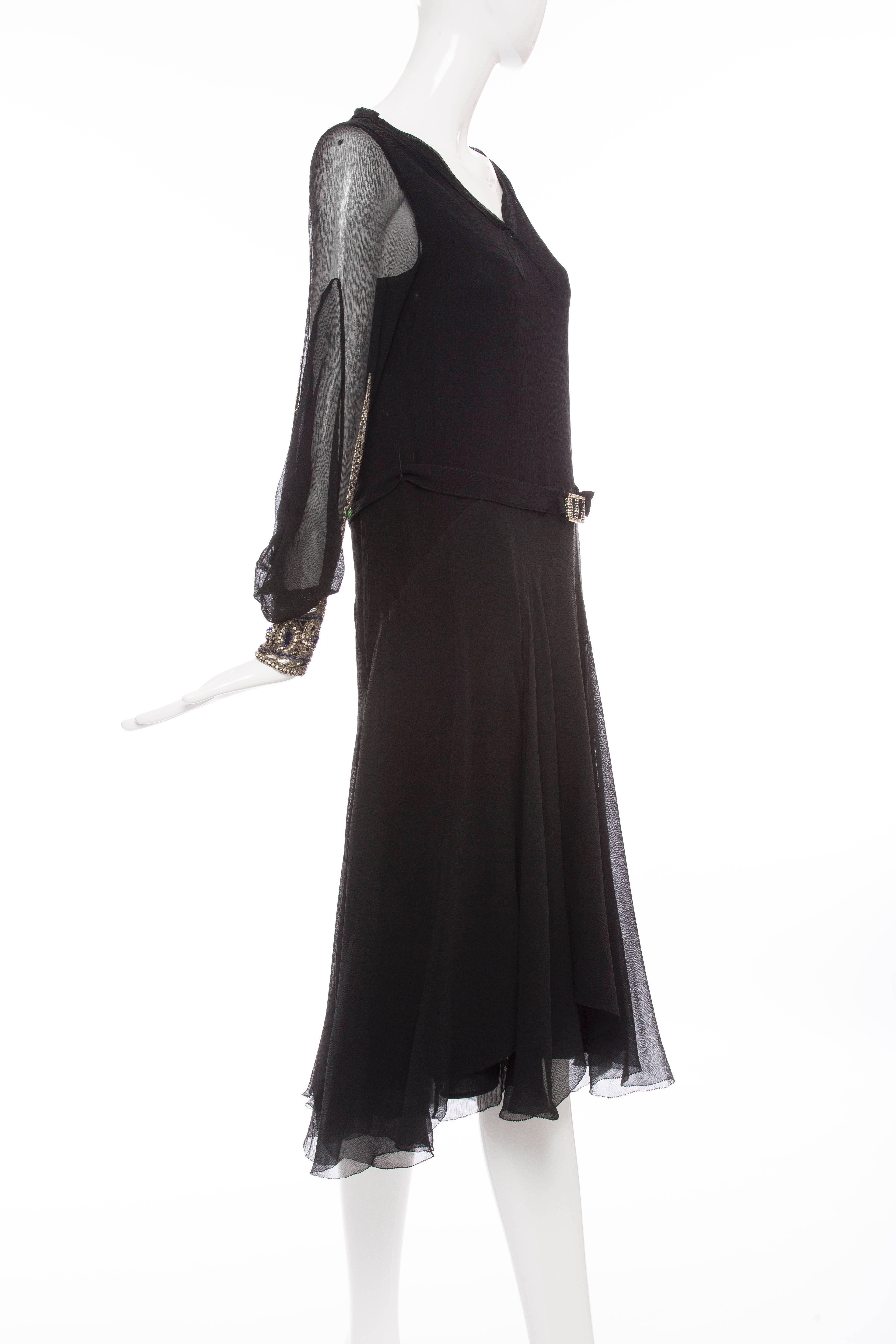 Women's Circa 1930's Silk Chiffon Dress  For Sale