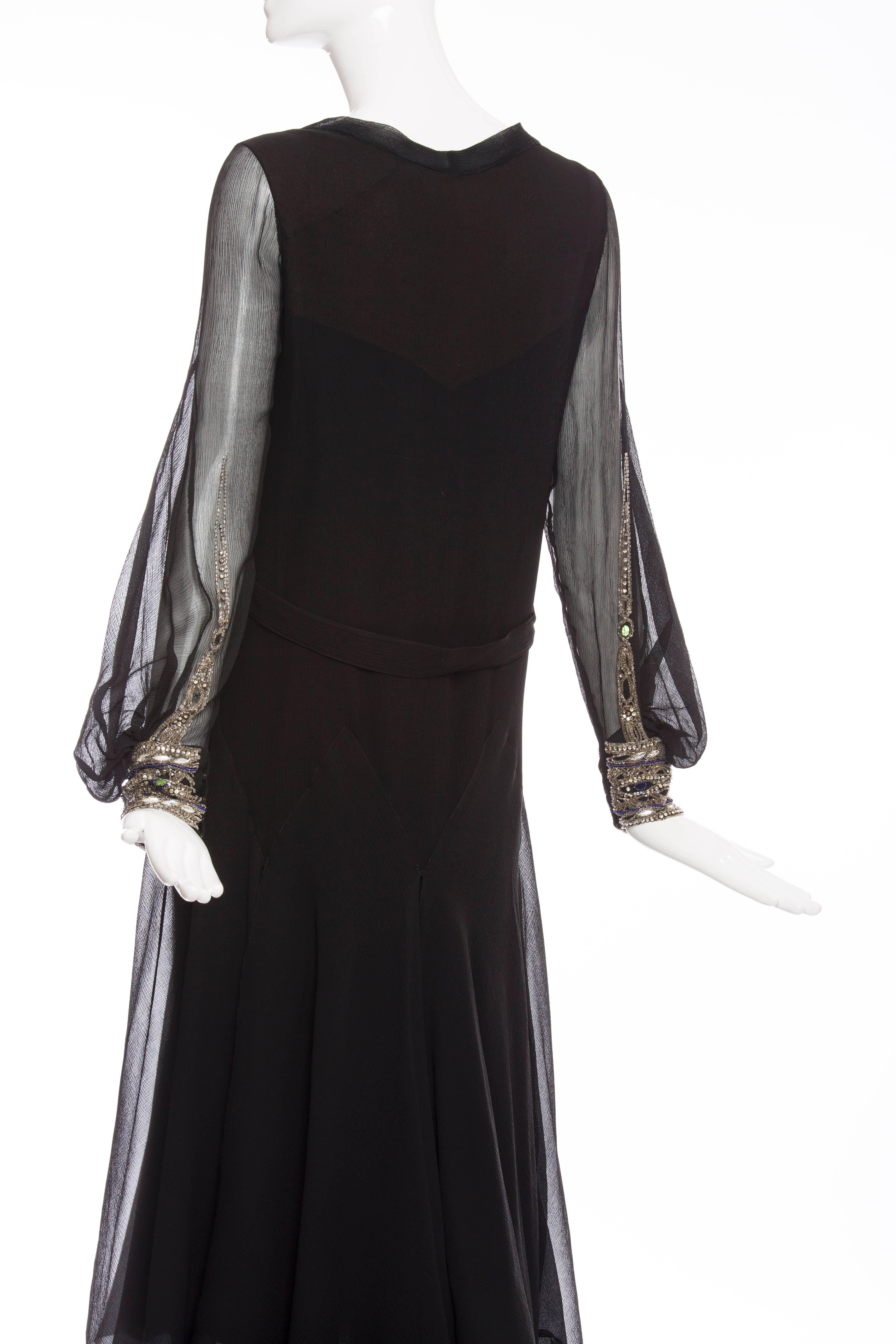 Circa 1930's Silk Chiffon Dress  For Sale 2