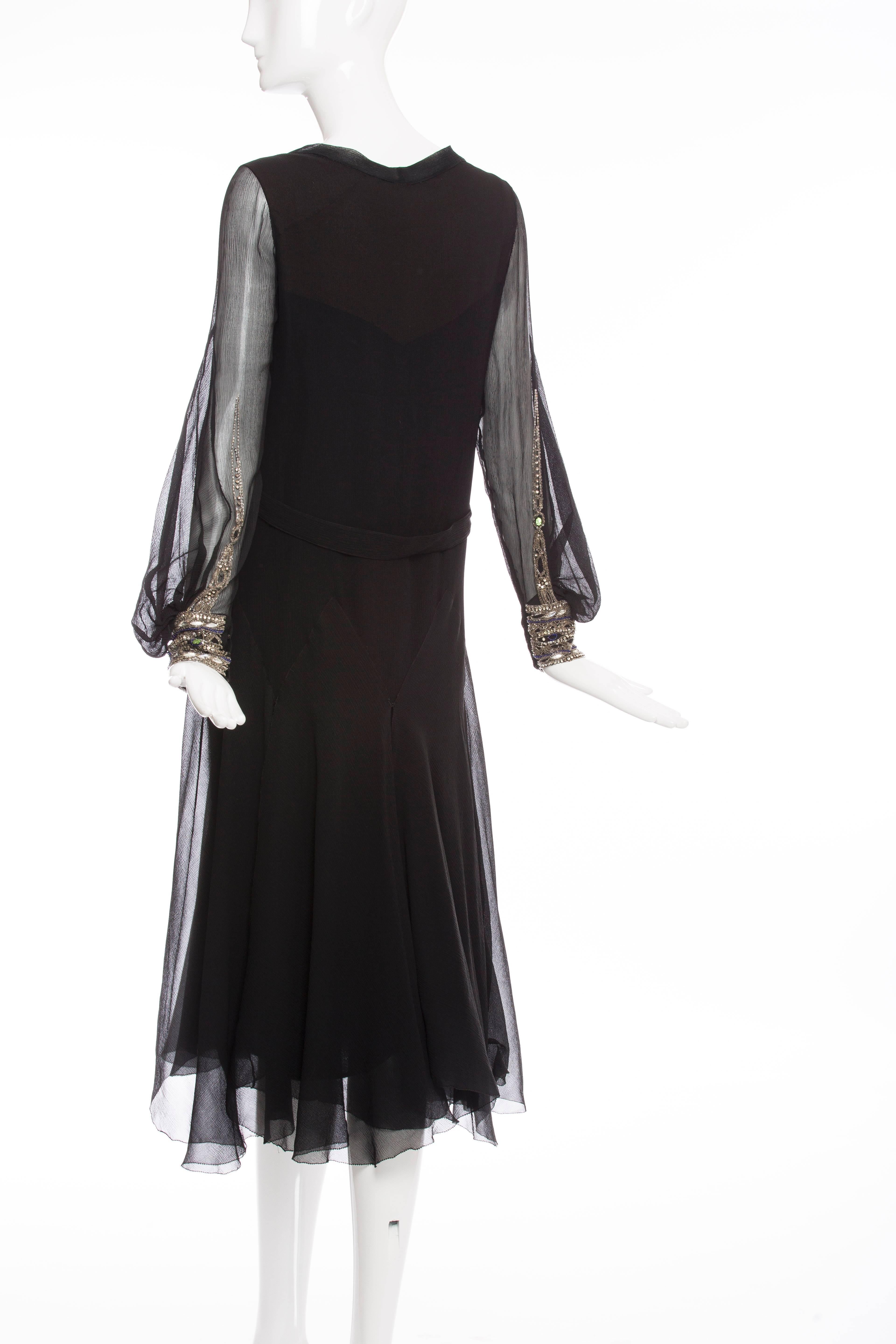 Circa 1930's Silk Chiffon Dress  For Sale 4