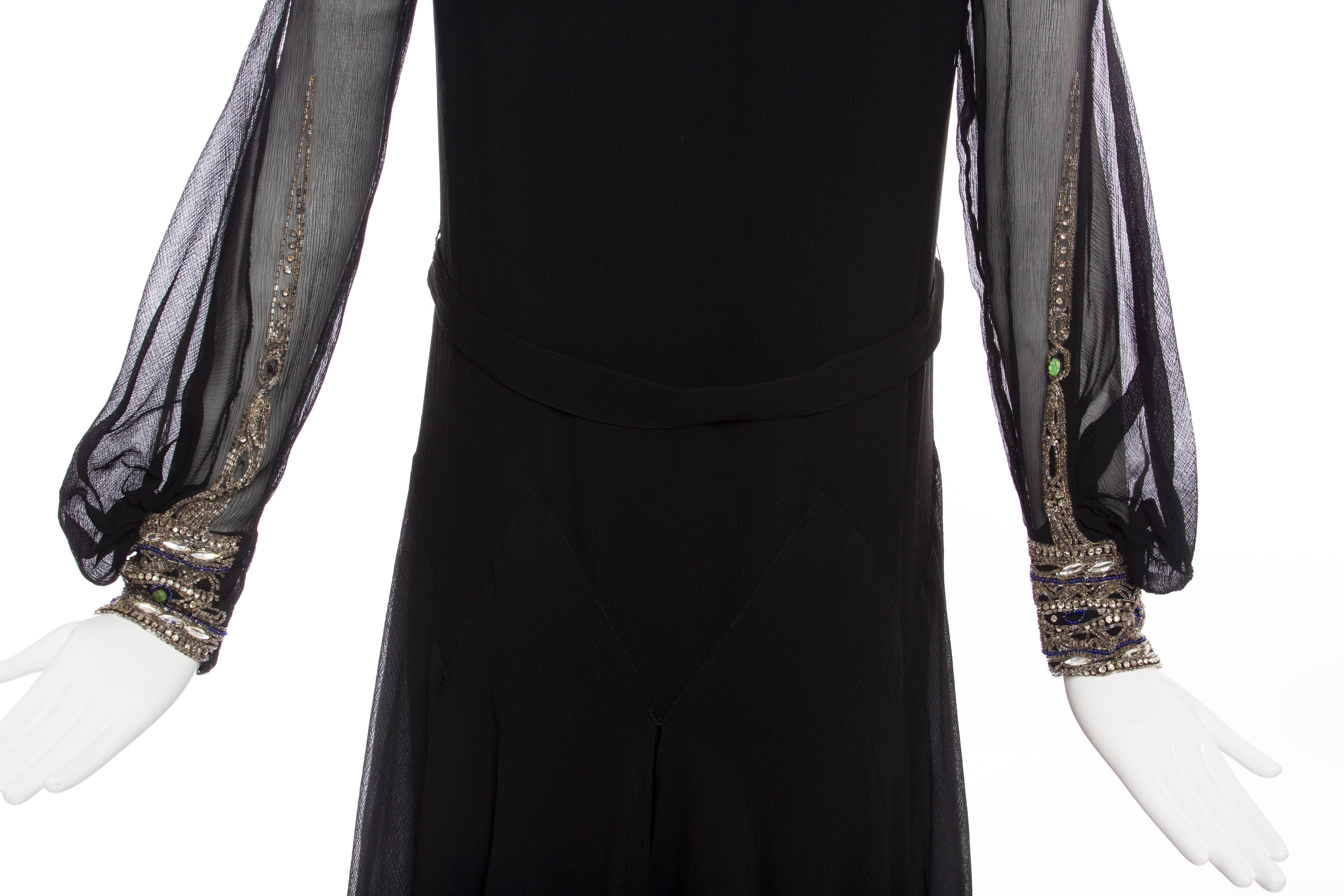 Circa 1930's Silk Chiffon Dress  For Sale 5