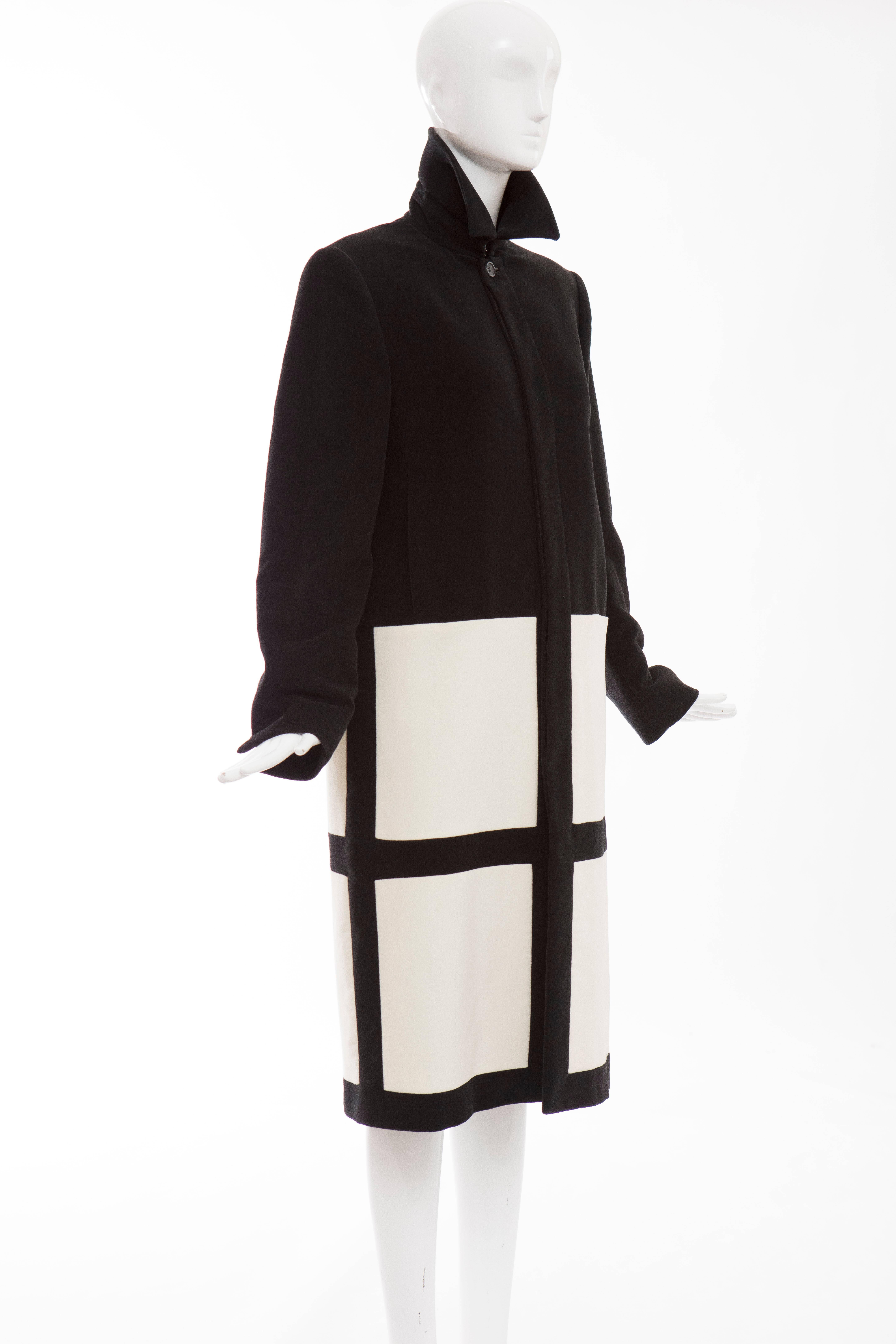 Women's John Bartlett Runway Black Ivory Moleskin Coat, Autumn - Winter 1999  For Sale