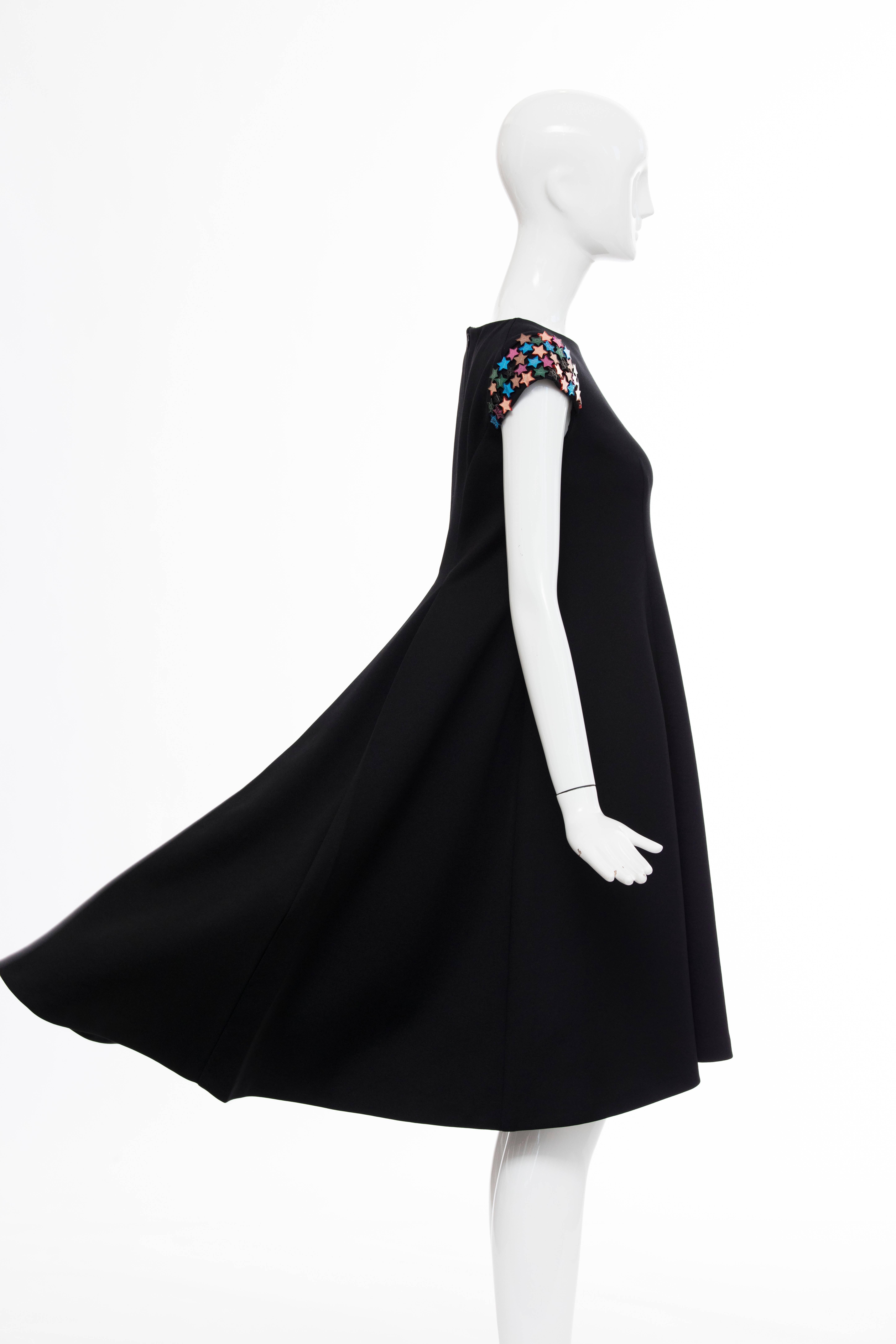 Yves Saint Laurent Black A - Line Dress With Mirrored Stars At Sleeve For Sale 3