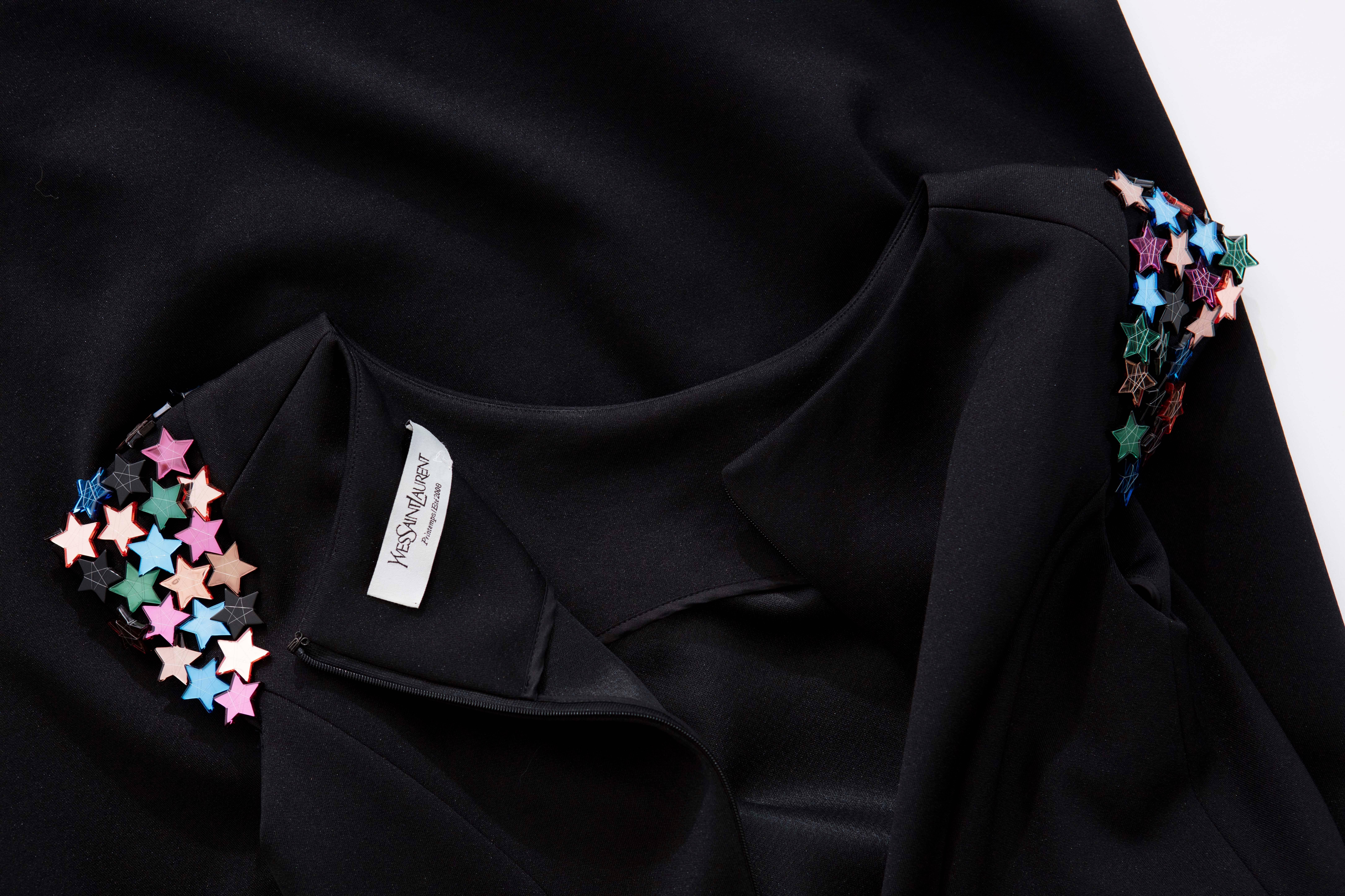 Yves Saint Laurent Black A - Line Dress With Mirrored Stars At Sleeve For Sale 6