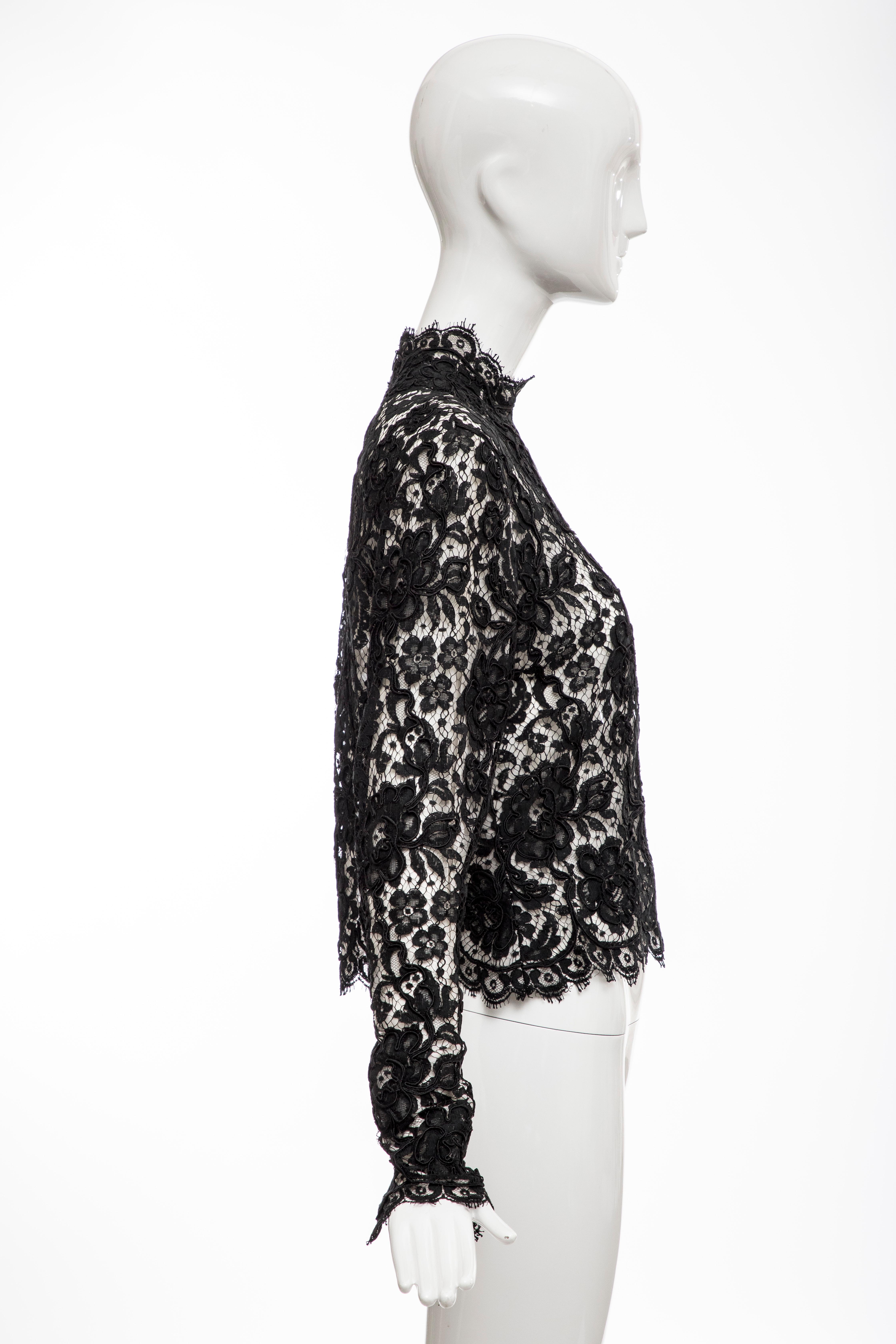 Bill Blass Black Lace Top, Circa: 1970's In Excellent Condition For Sale In Cincinnati, OH