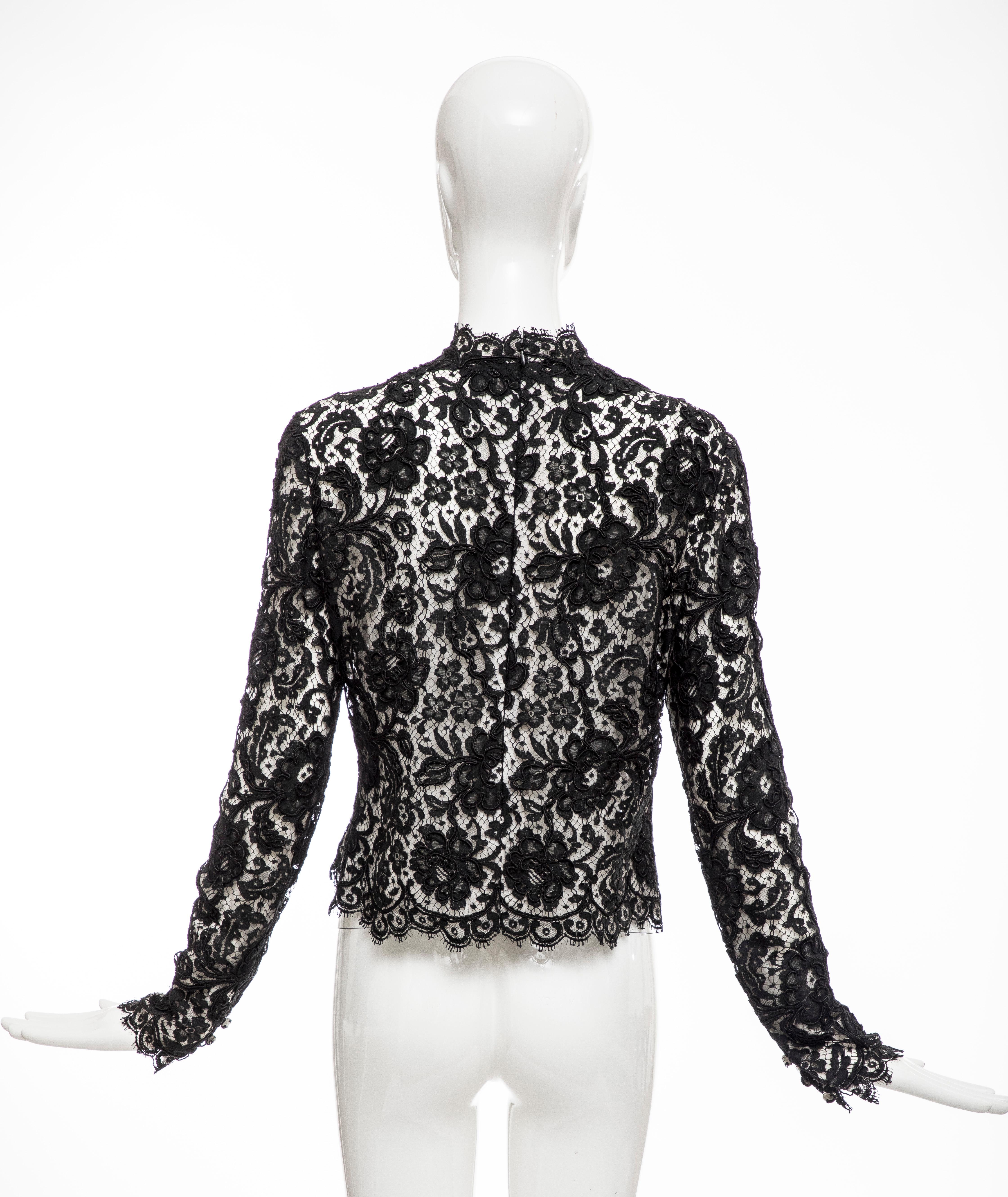 Women's Bill Blass Black Lace Top, Circa: 1970's For Sale