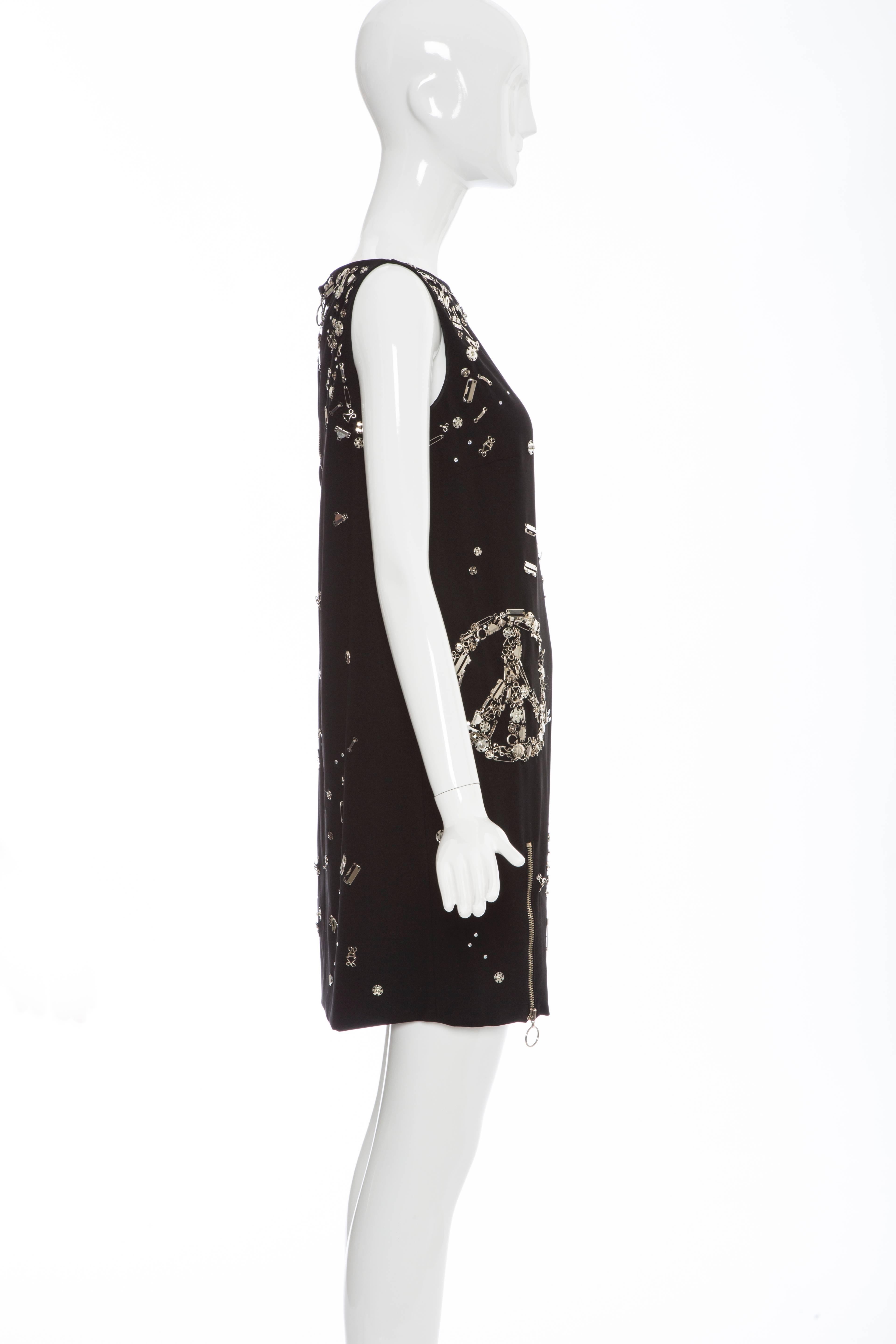 Moschino Couture Runway Black Sleeveless Safety Pin Embellished Dress, Fall 2009 In Excellent Condition In Cincinnati, OH