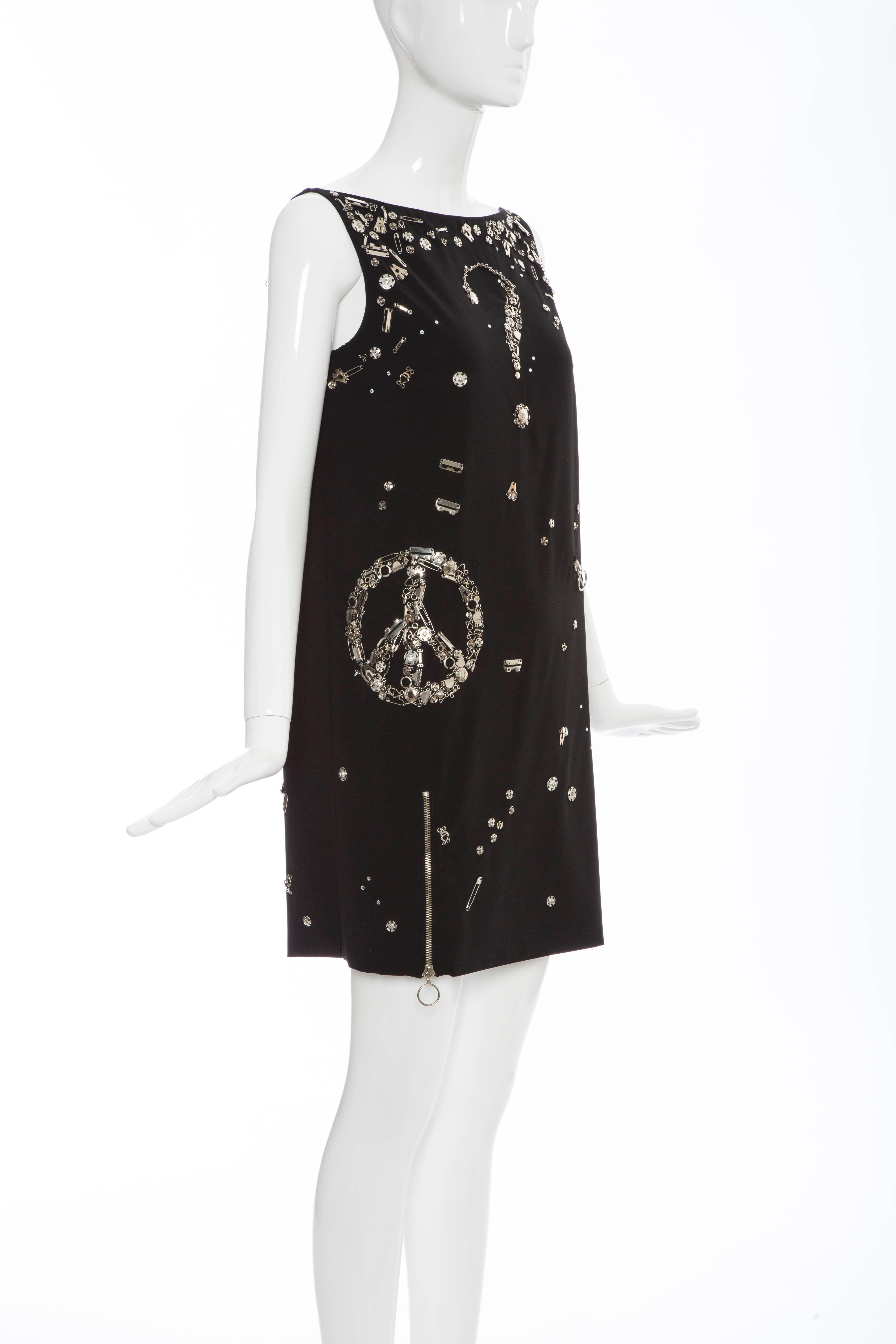 Moschino Couture Runway Black Sleeveless Safety Pin Embellished Dress, Fall 2009 2