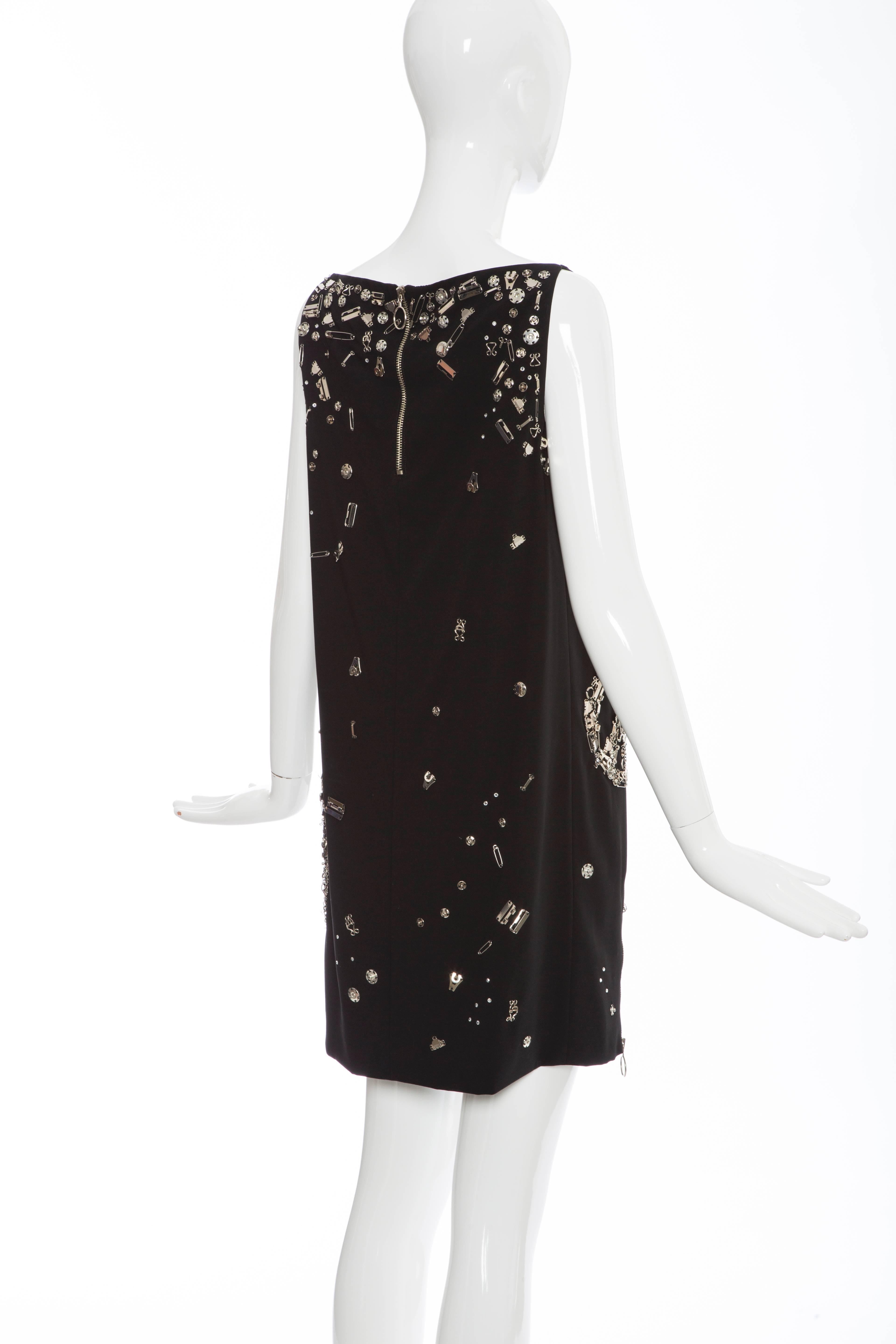 Moschino Couture Runway Black Sleeveless Safety Pin Embellished Dress, Fall 2009 3