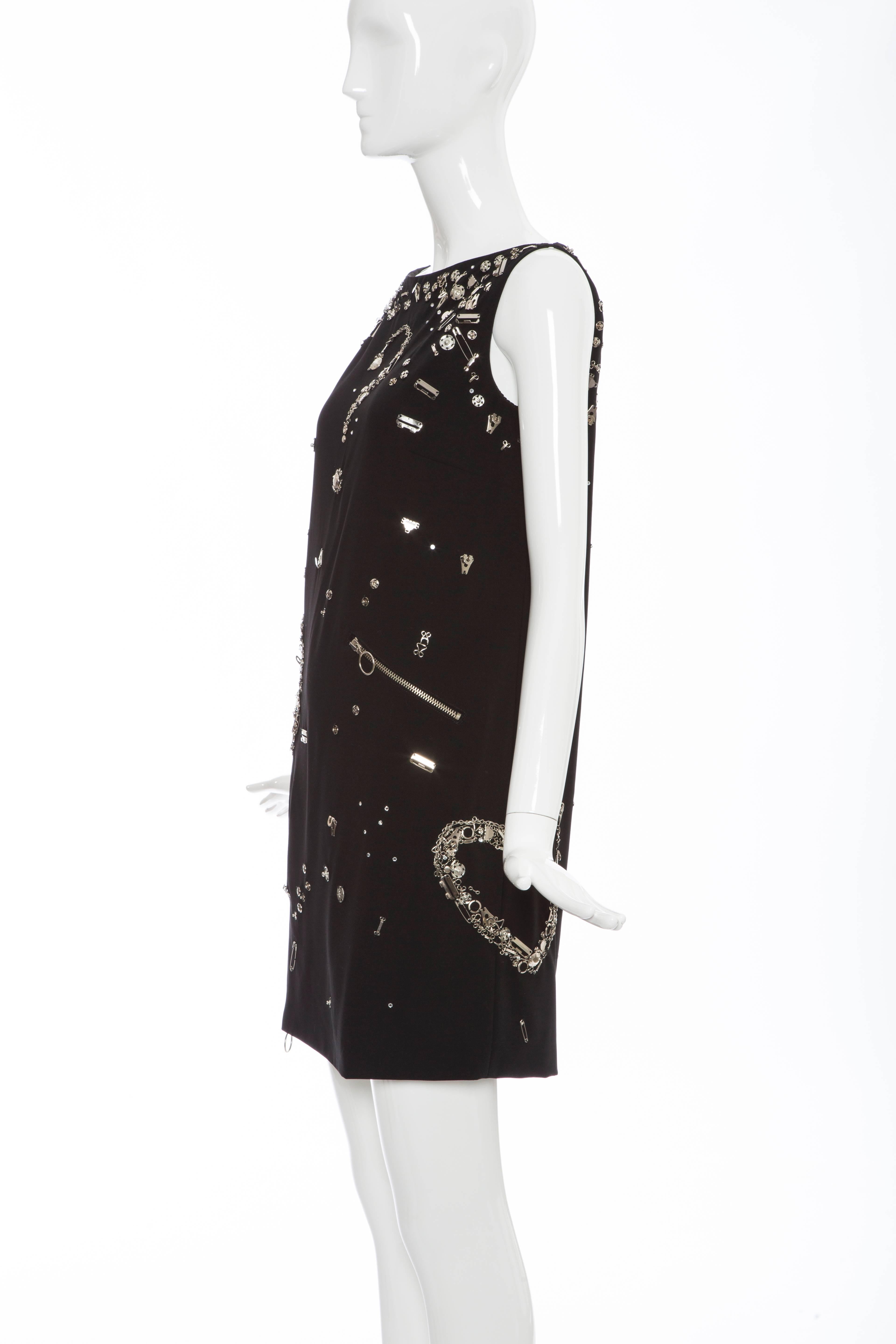 Moschino Couture Runway Black Sleeveless Safety Pin Embellished Dress, Fall 2009 4
