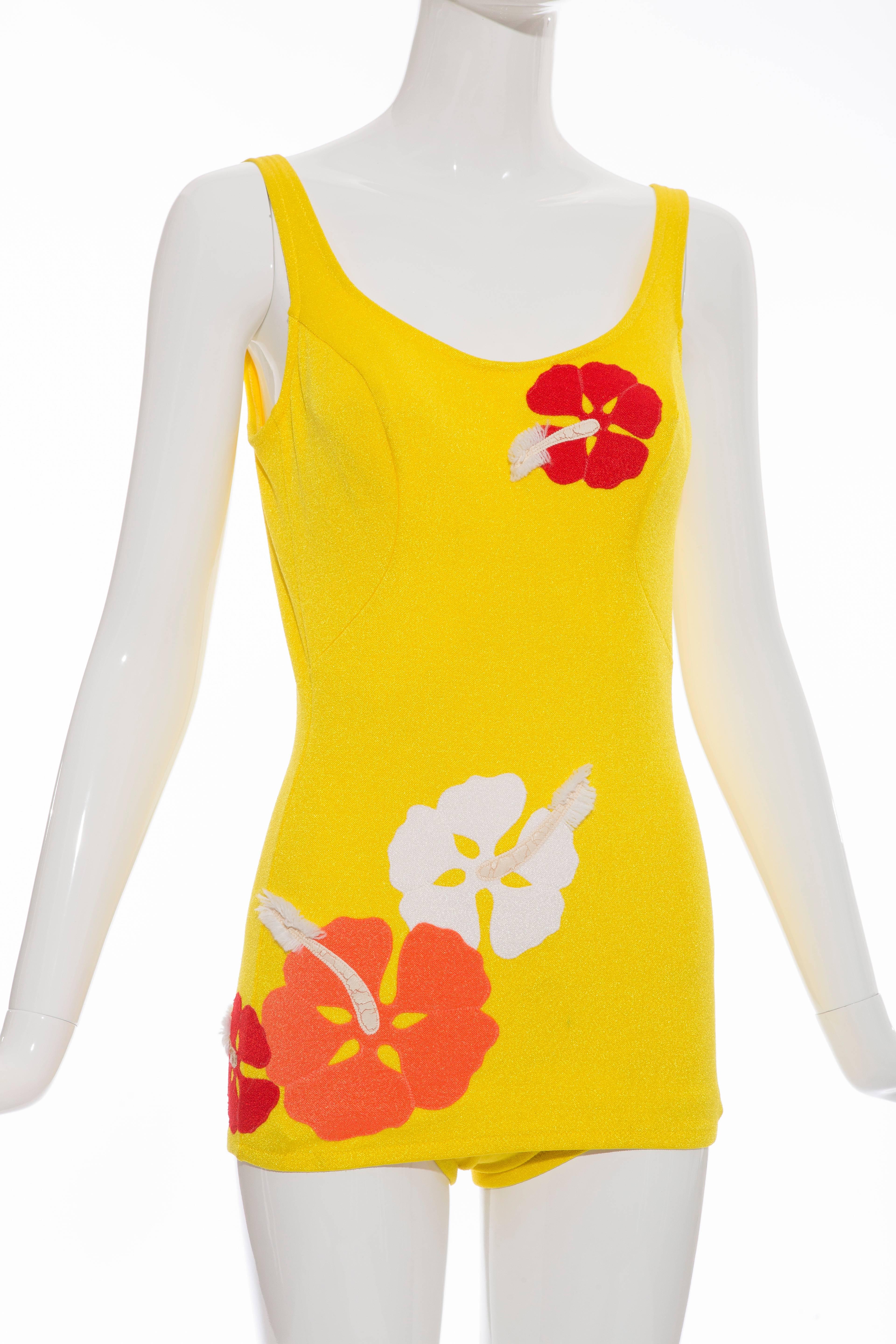 De Weese Design, circa 1970's  swimwear with hibiscus.