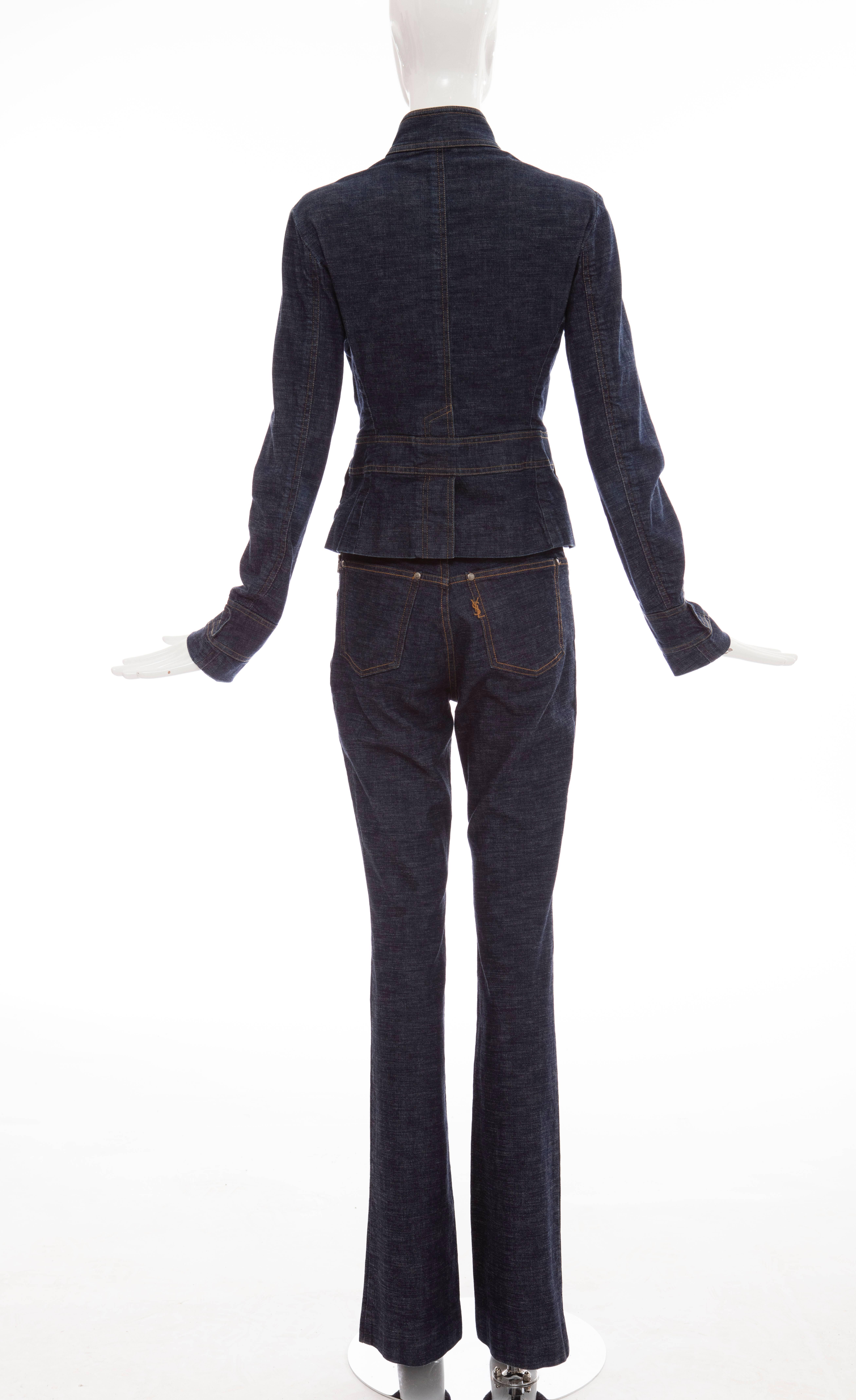 Tom Ford For Yves Saint Laurent Denim Pant Suit, Circa 2003  im Zustand „Hervorragend“ im Angebot in Cincinnati, OH