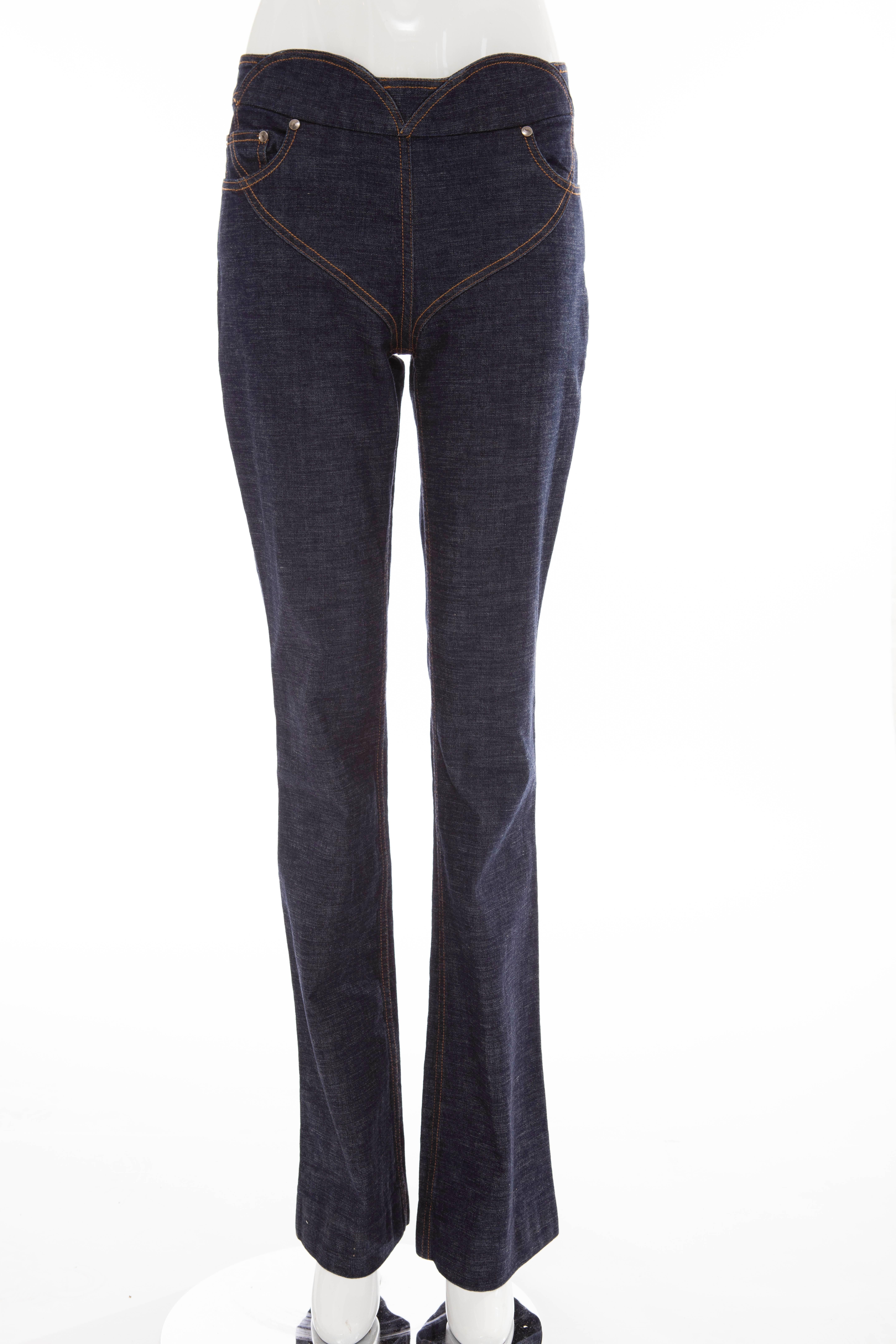 Black Tom Ford For Yves Saint Laurent Denim Pant Suit, Circa 2003  For Sale