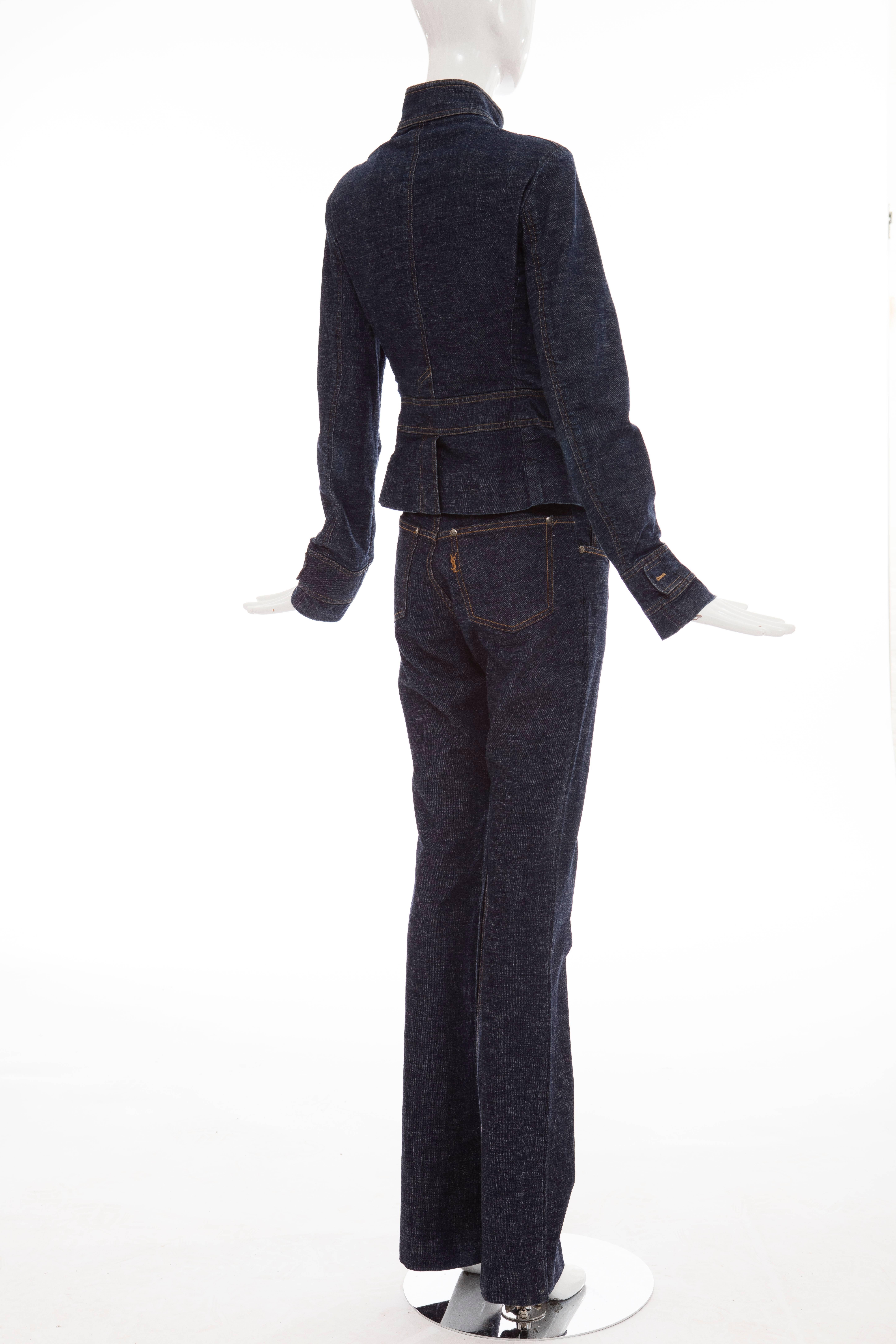 Tom Ford For Yves Saint Laurent Denim Pant Suit, Circa 2003  In Excellent Condition For Sale In Cincinnati, OH