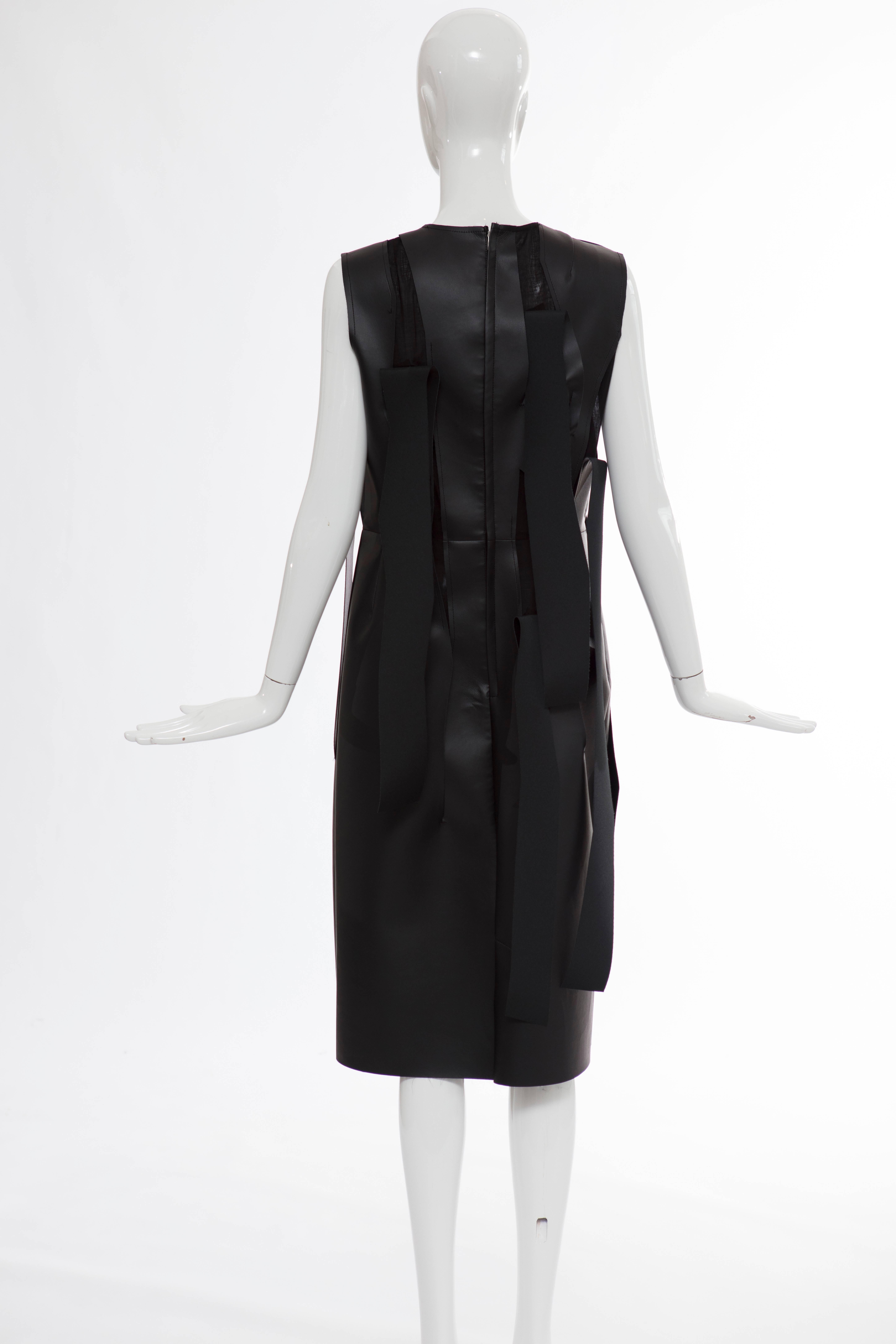 Comme des Garcons Black Synthetic Leather With Cutout Strips Dress, Circa 2014 In New Condition In Cincinnati, OH