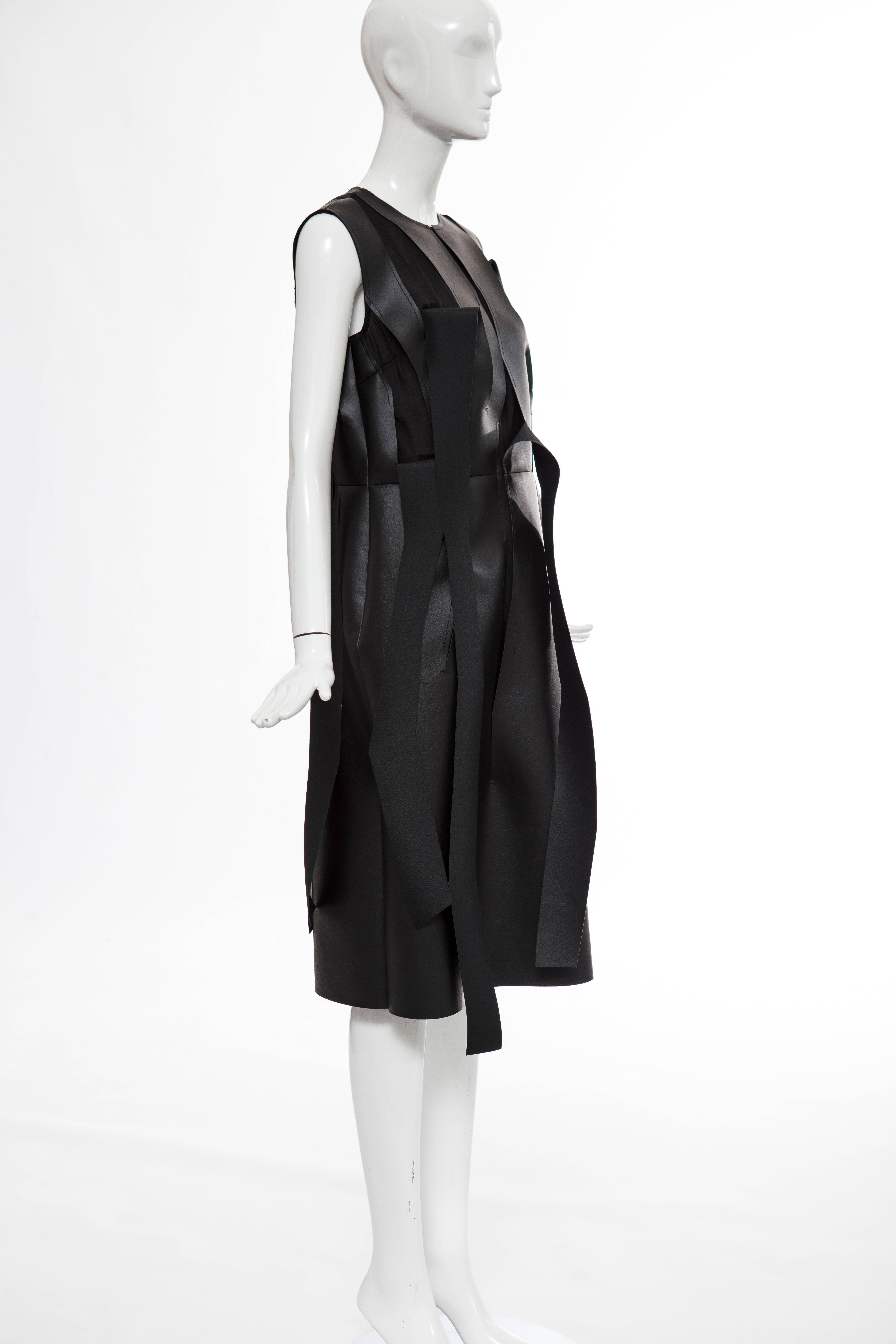 Comme des Garcons Black Synthetic Leather With Cutout Strips Dress, Circa 2014 1