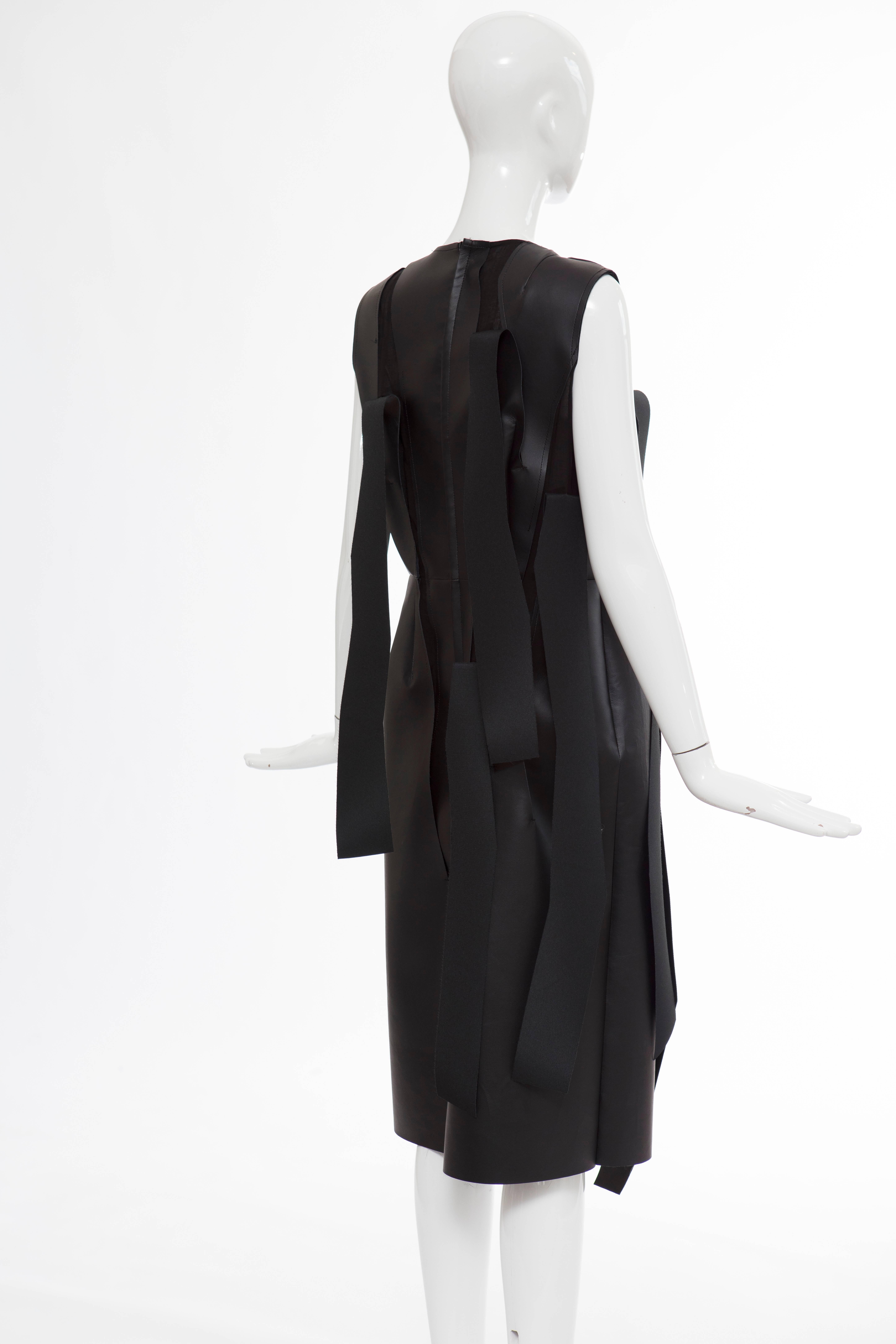 Comme des Garcons Black Synthetic Leather With Cutout Strips Dress, Circa 2014 3