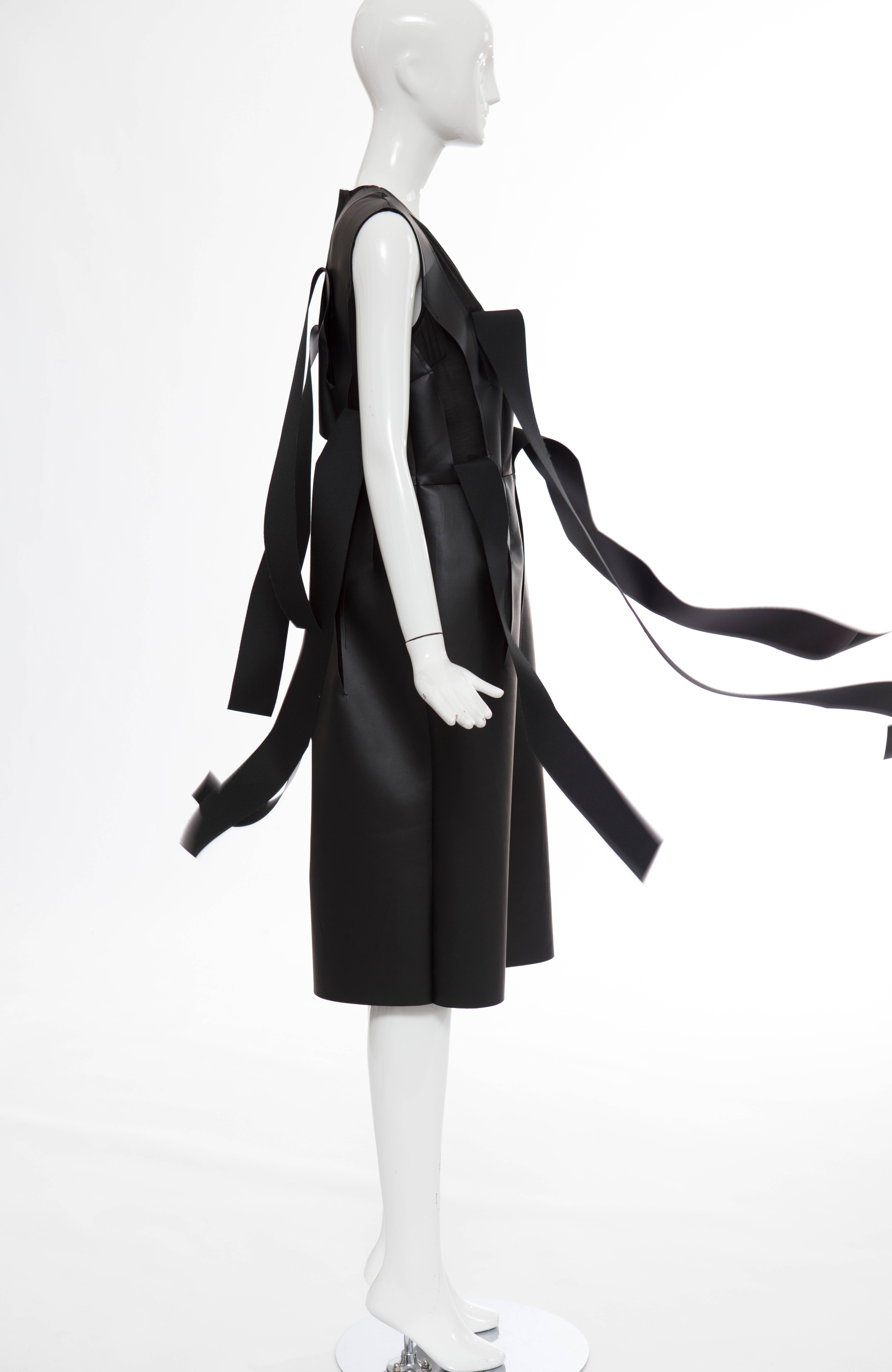 Comme des Garcons Black Synthetic Leather With Cutout Strips Dress, Circa 2014 4