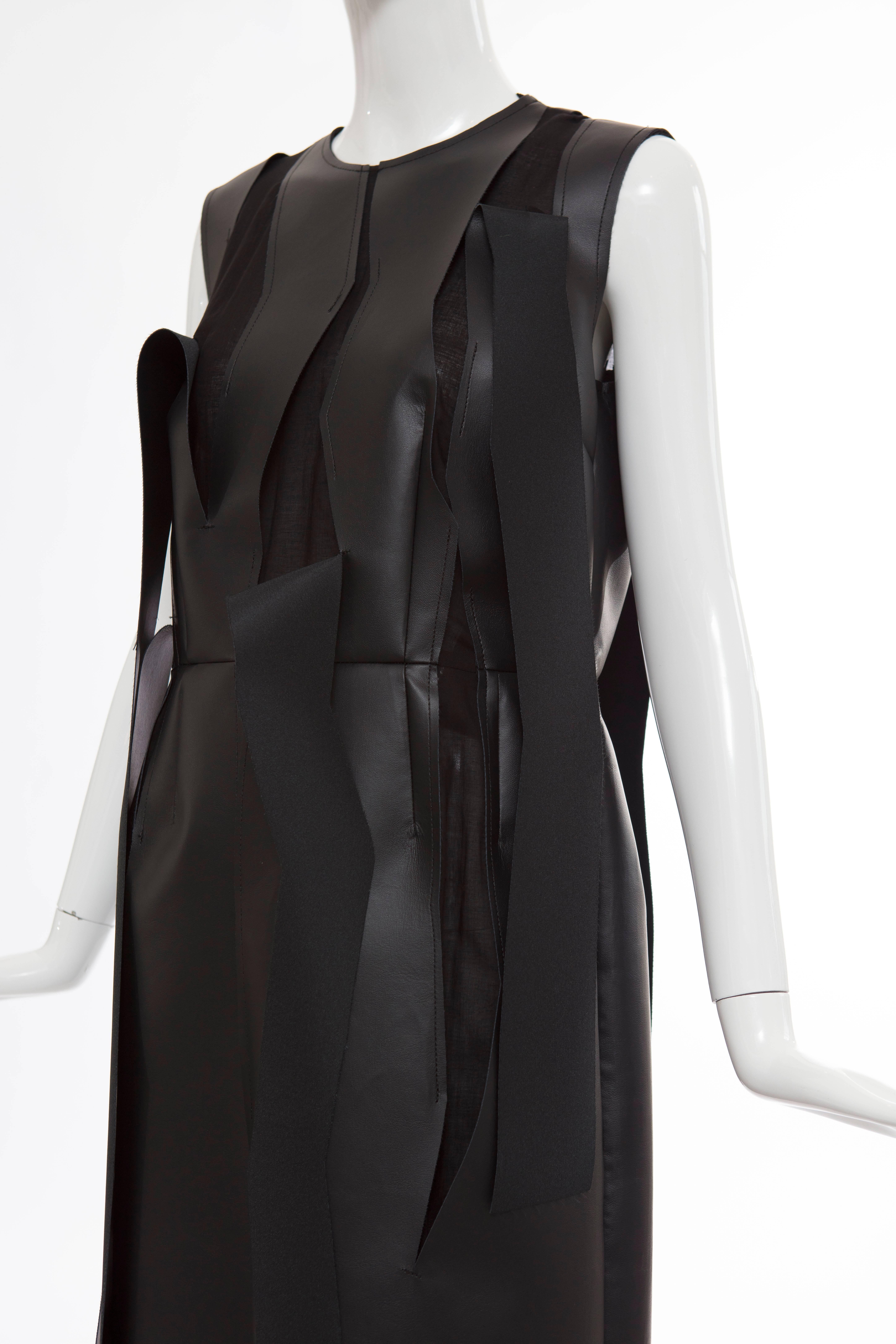 Comme des Garcons Black Synthetic Leather With Cutout Strips Dress, Circa 2014 2