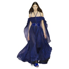 Ralph & Russo Blue Silk Ball Cape Gown