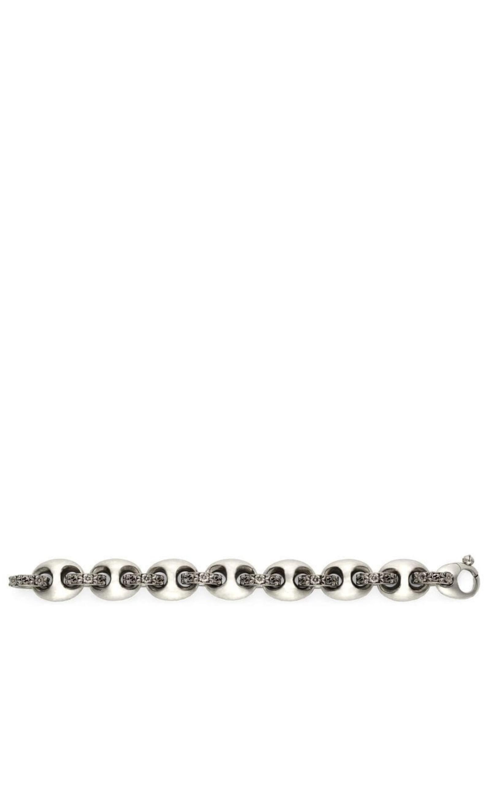 Gucci Sterling Silver Interlocking G Marina Chain Bracelet In New Condition For Sale In Brossard, QC