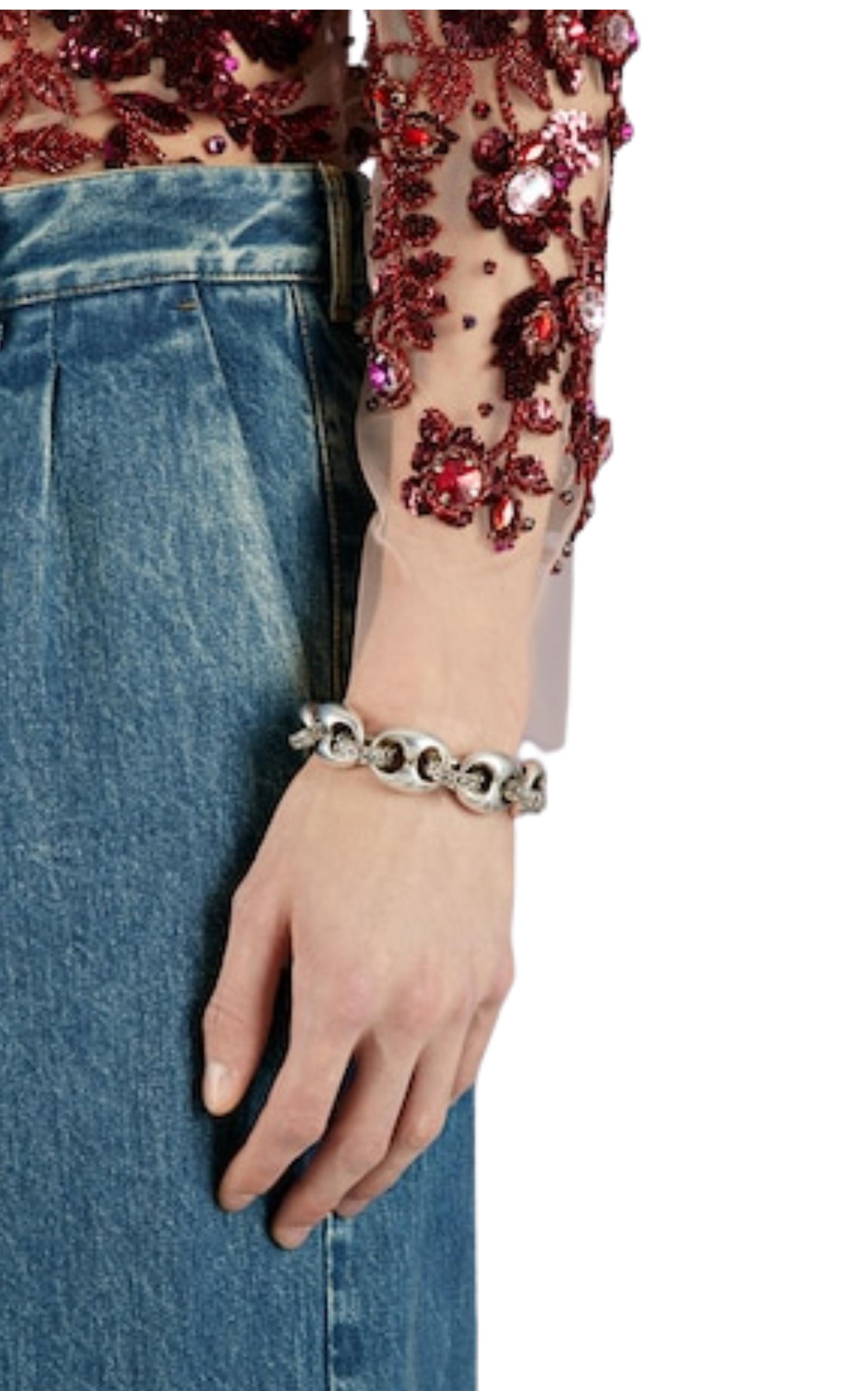 Gucci Sterling Silver Interlocking G Marina Chain Bracelet For Sale 1