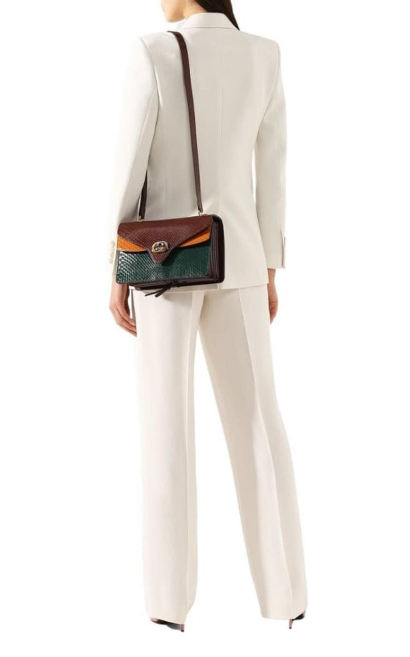 New Gucci Real Python Multi Color Shoulder Bag Collectible en vente 1