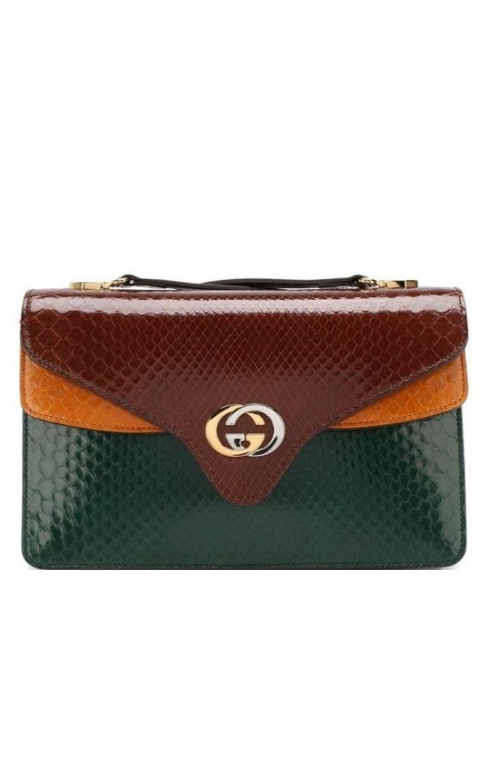 New Gucci Real Python Multi Color Shoulder Bag Collectible en vente 2