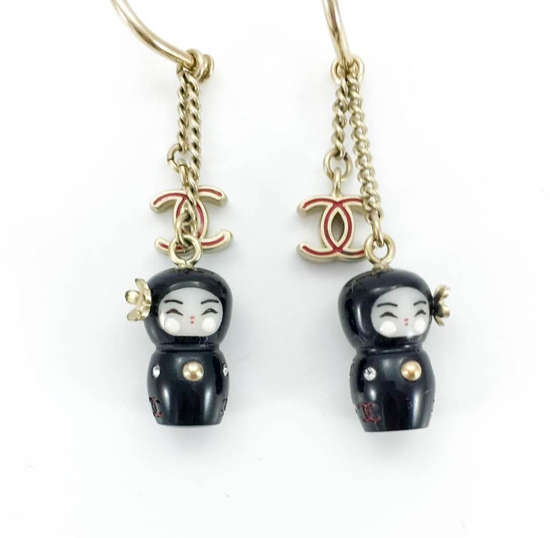 Chanel Chinese Doll and Logo Earrings (Paris - Shanghai Collection) - 2010 In Excellent Condition In London, Chelsea