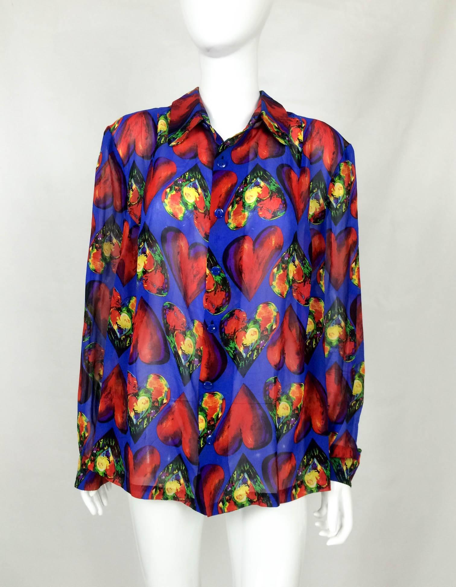 Fun Gianni Versace Chiffon Shirt. This stunning and jazzy chiffon blouse is from the Gianni Versace 1997 Menswear Spring Collection (catalogue 32). However, I do feel that it would look just as great on a woman as a loose sexy shirt, hence it being
