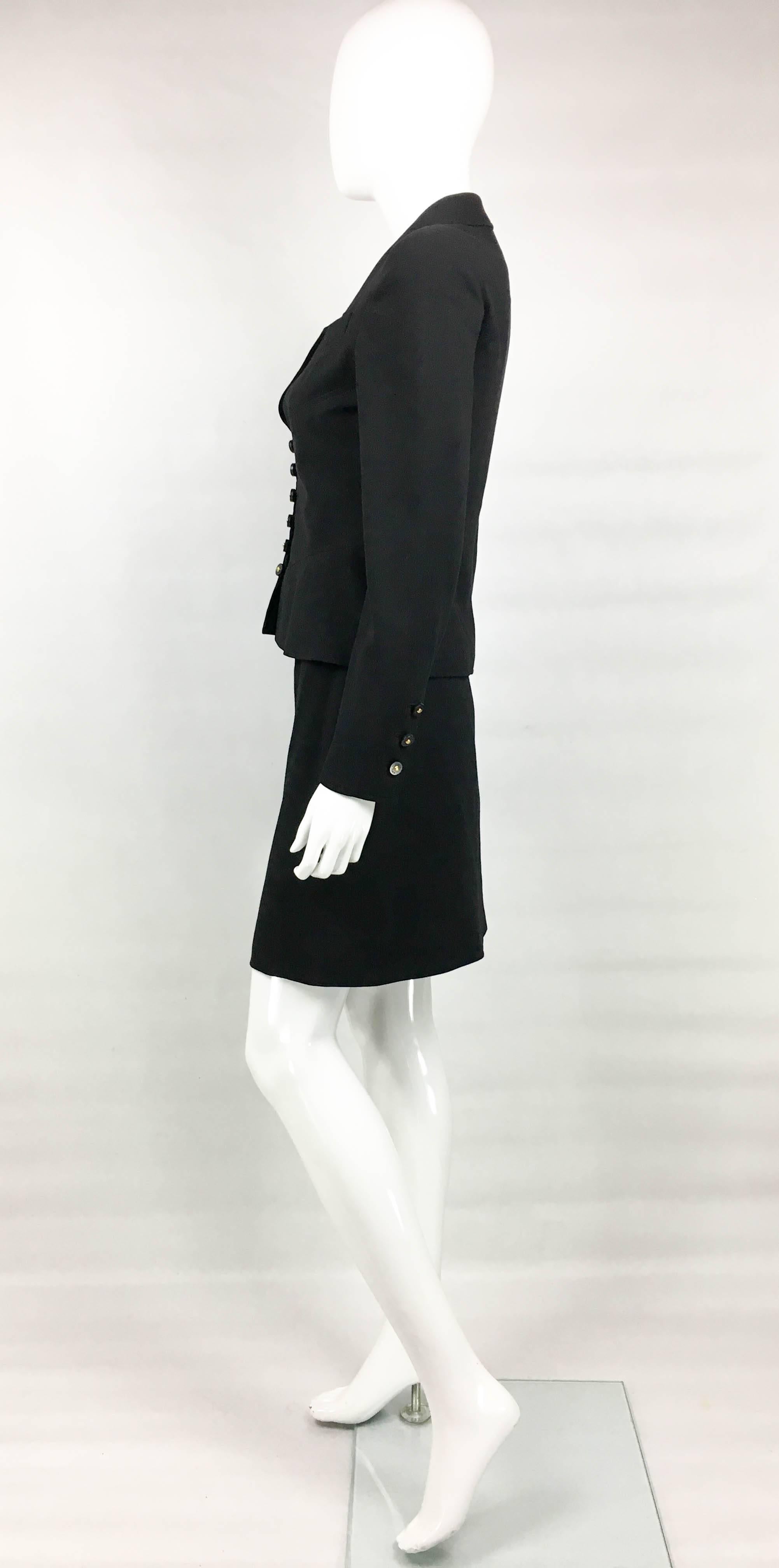 1997 Chanel Black Wool Skirt Suit For Sale 3