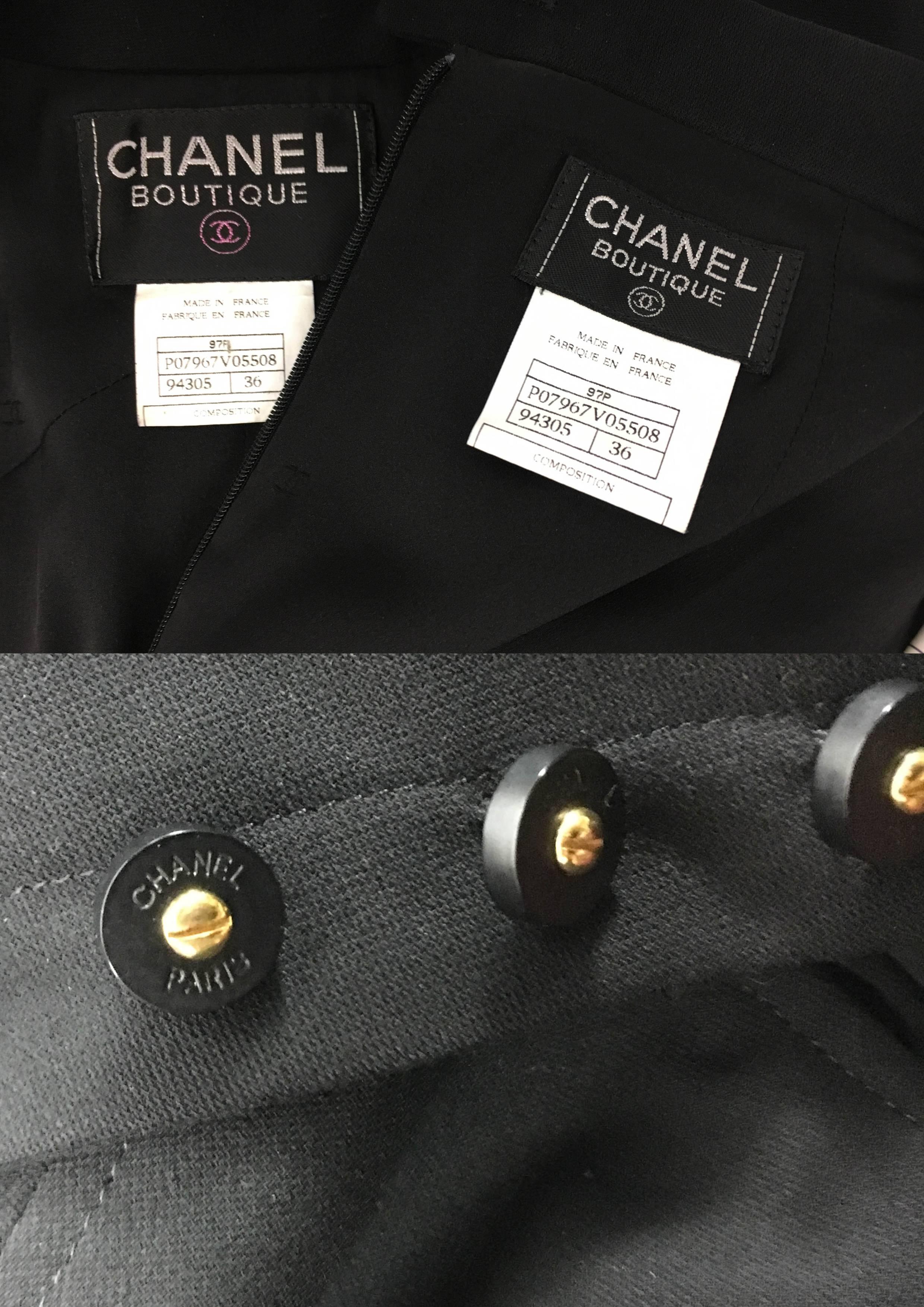 1997 Chanel Black Wool Skirt Suit For Sale 6