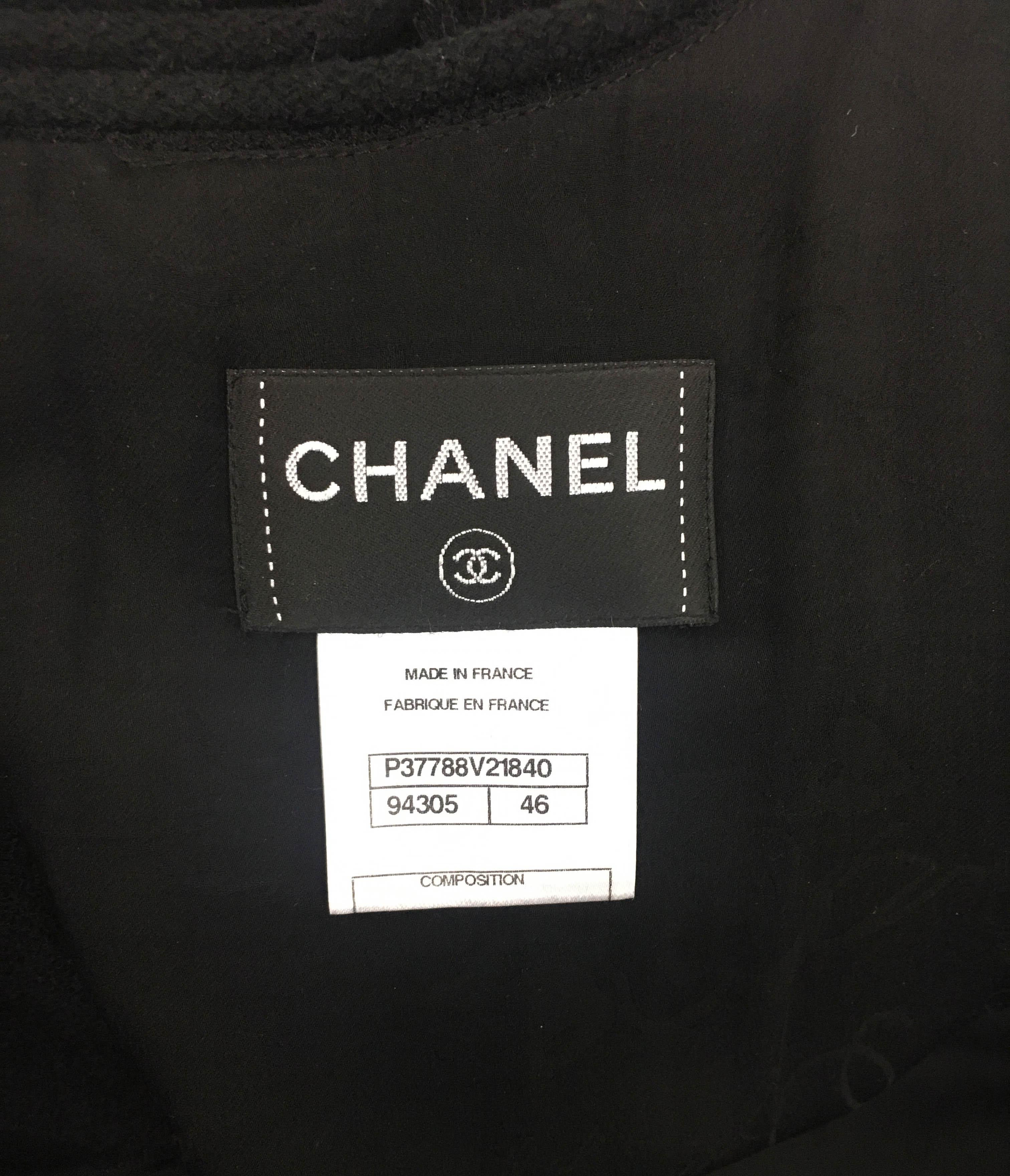 2012 Chanel Black Wool Dress With Fringing Detail For Sale 7
