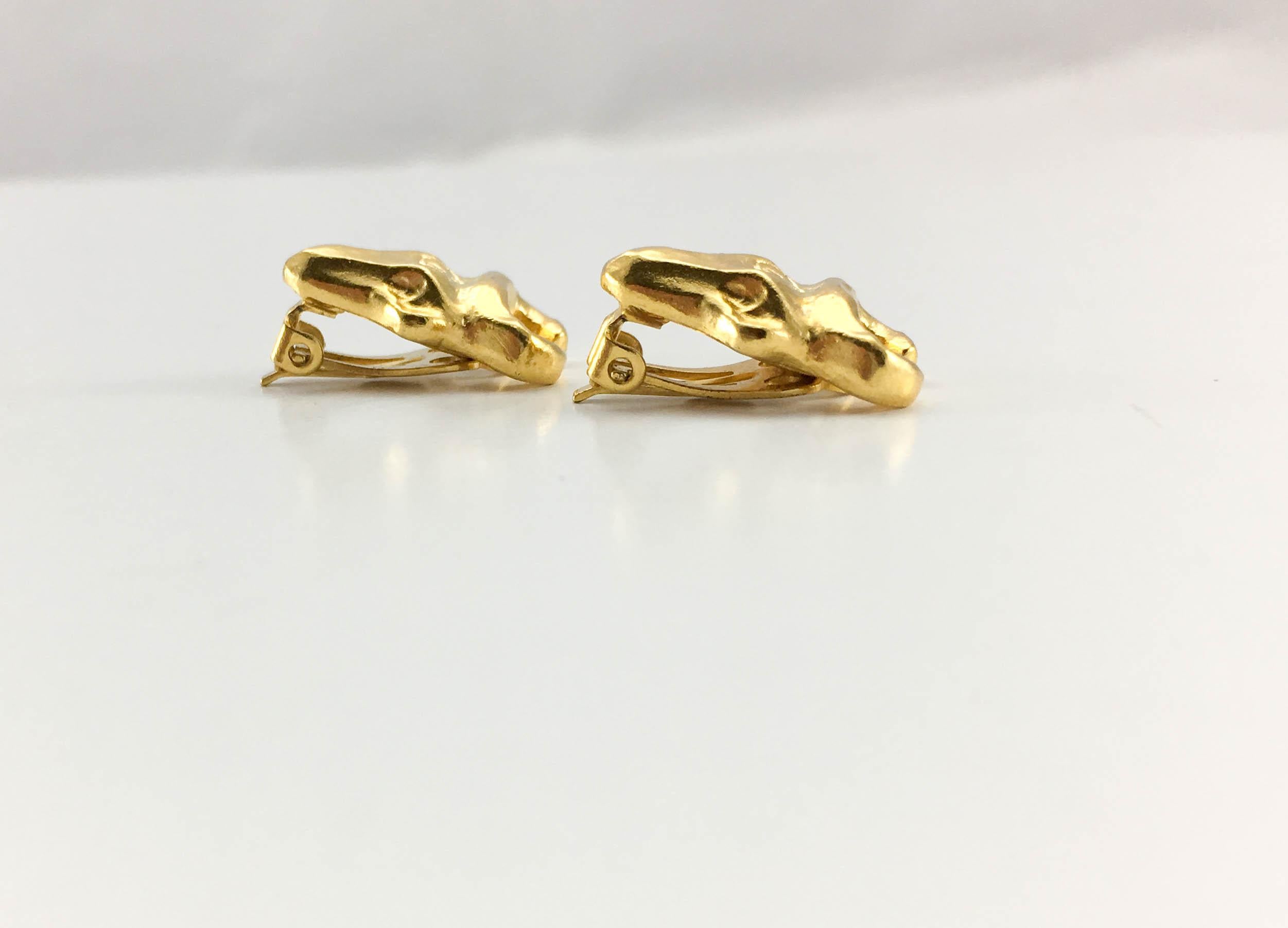 1990s Christian Lacroix Gold-Plated Bull Head Earrings For Sale 2