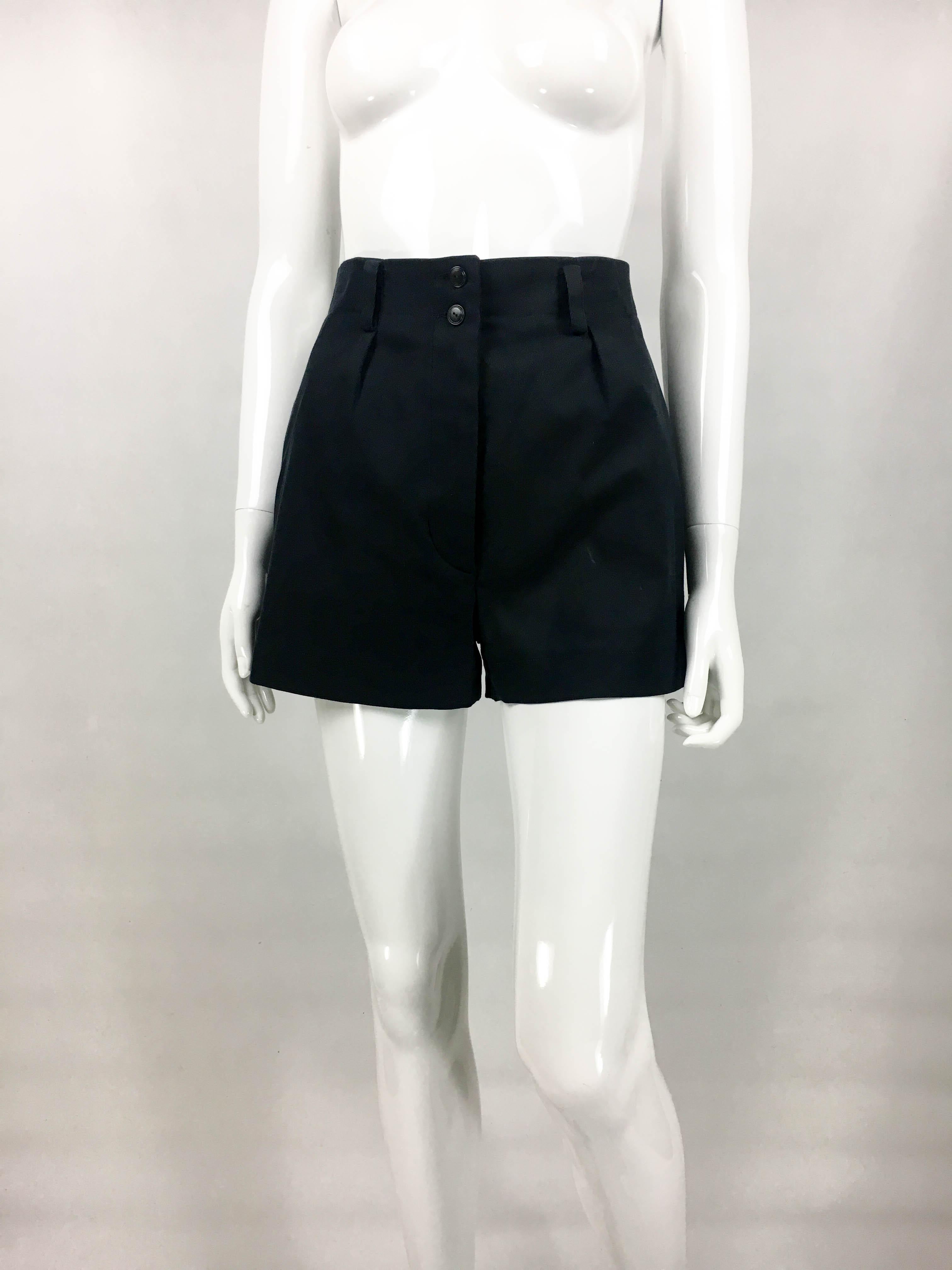 1990's Azzedine Alaia Black Tailored Shorts In Excellent Condition For Sale In London, Chelsea