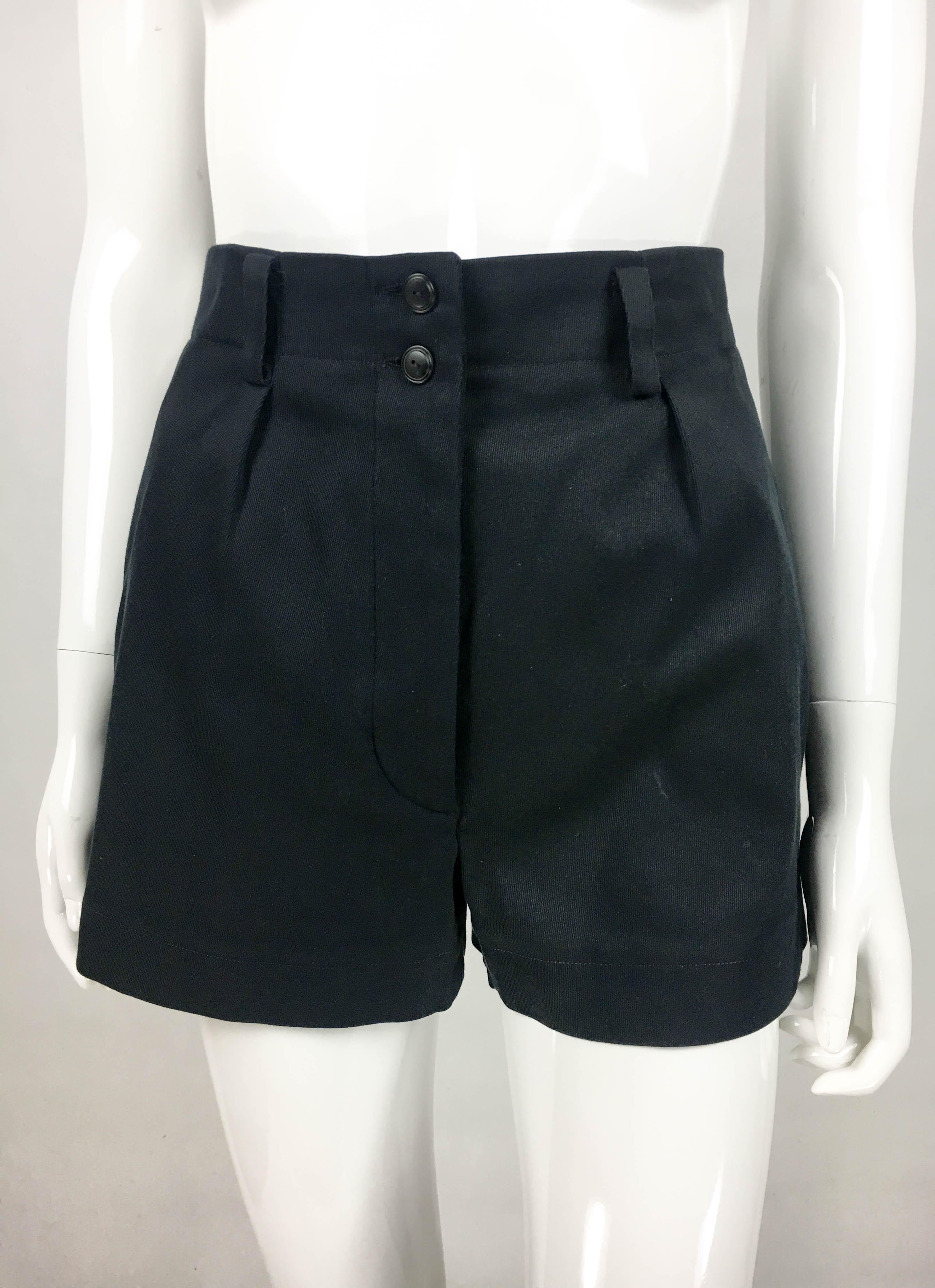 1990's Azzedine Alaia Black Tailored Shorts For Sale 1