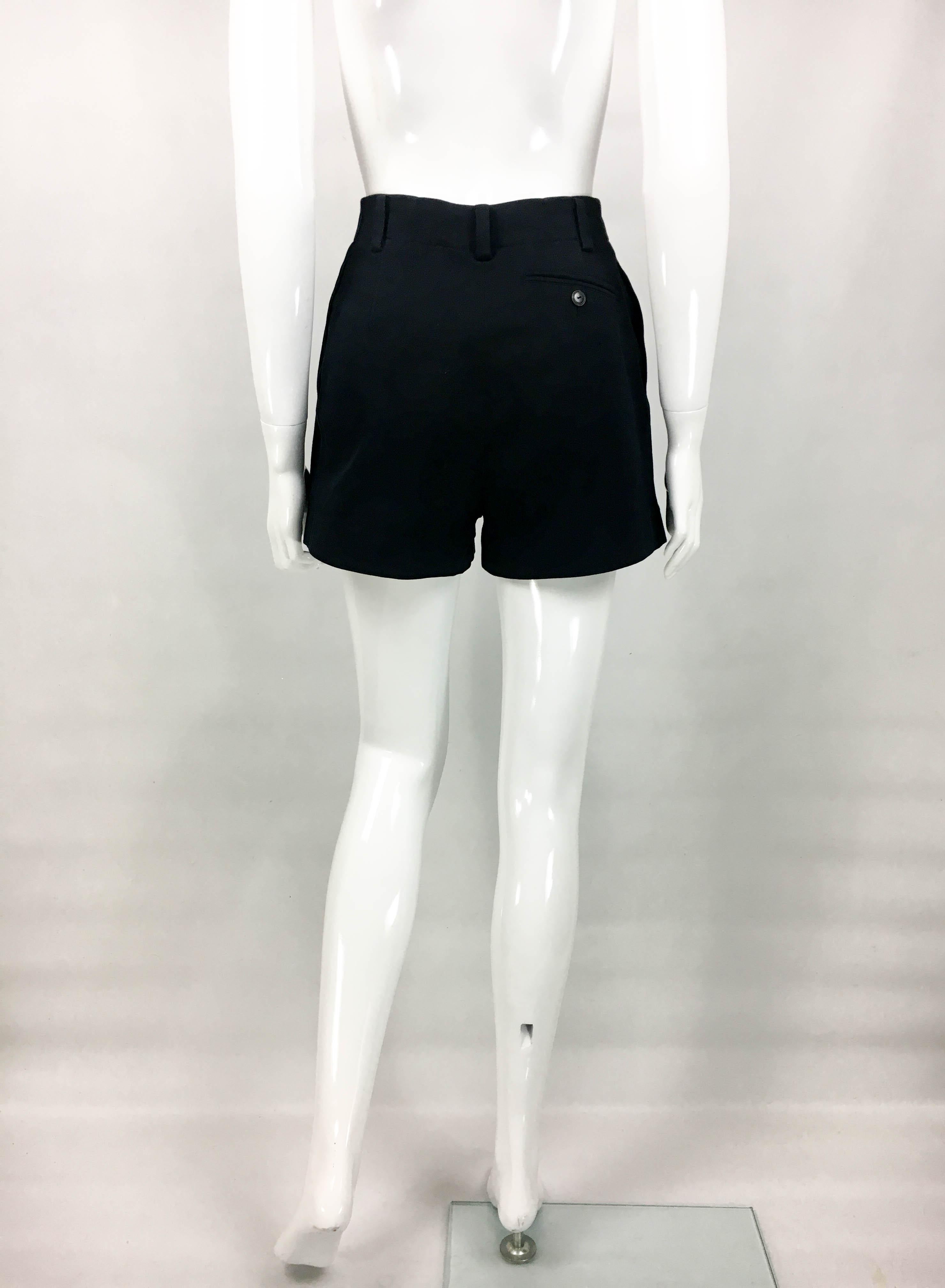 1990's Azzedine Alaia Black Tailored Shorts For Sale 6