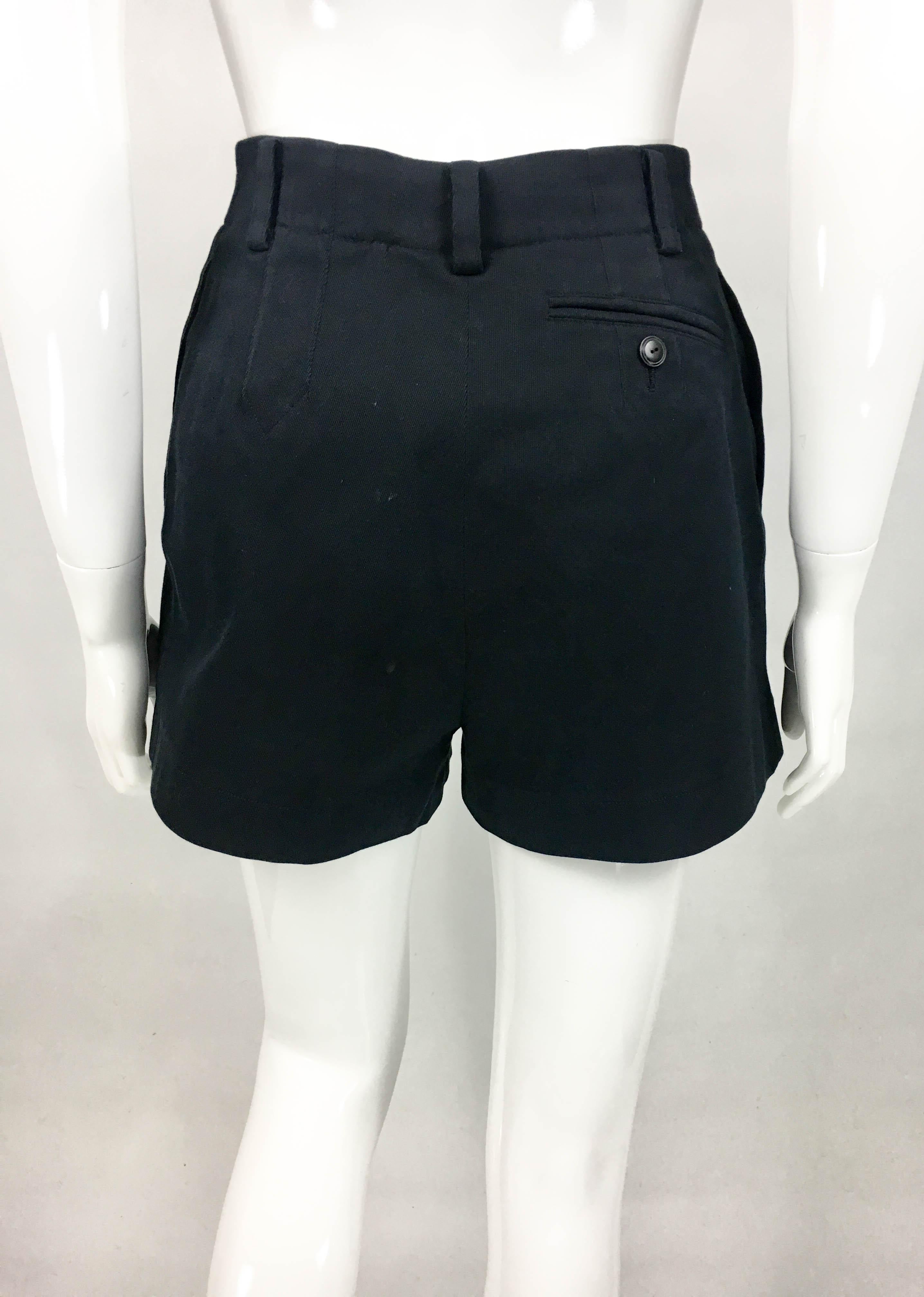 1990's Azzedine Alaia Black Tailored Shorts For Sale 7