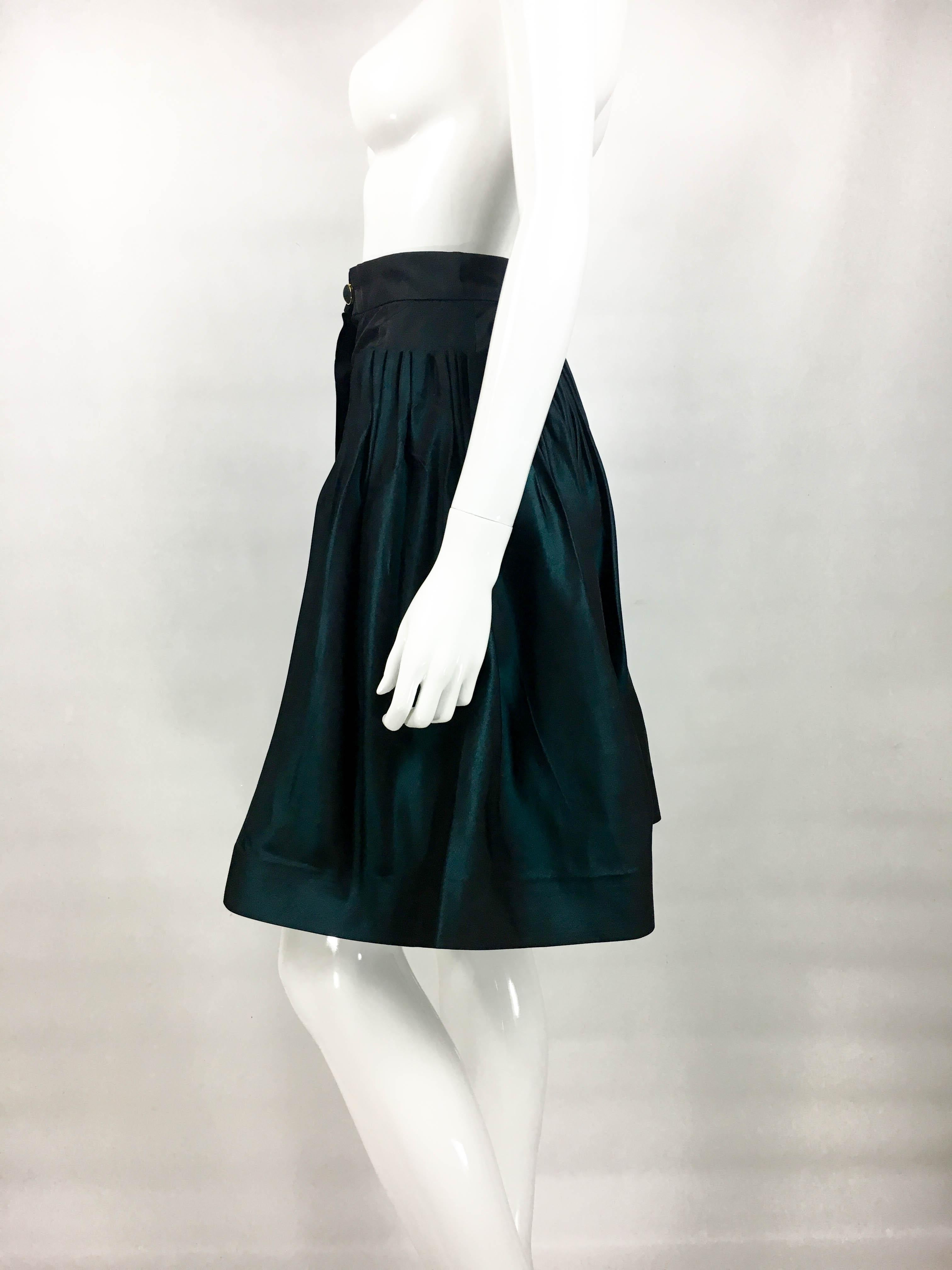 Chanel Iridescent Green Silk Skirt, 1990s  1