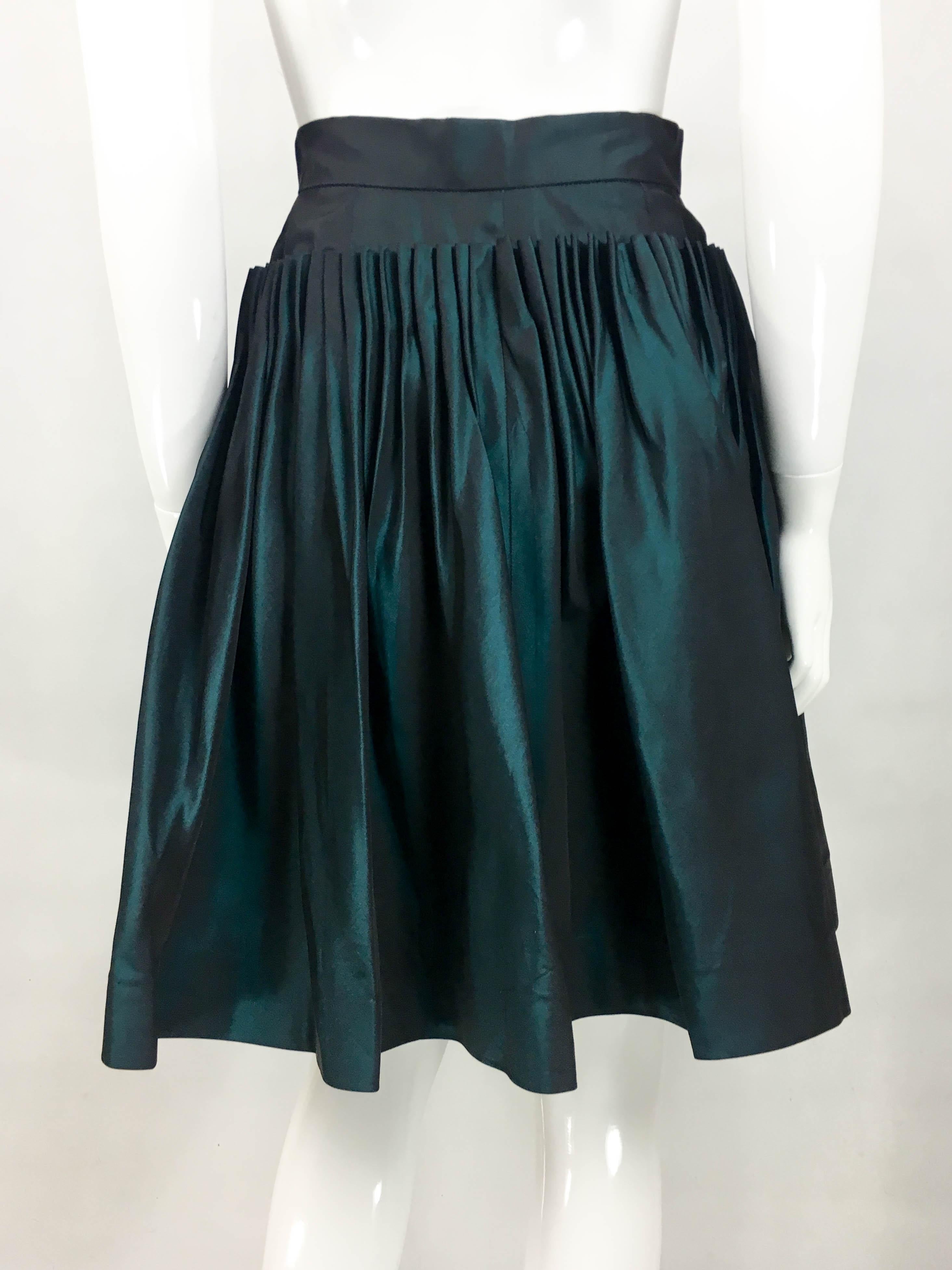 Chanel Iridescent Green Silk Skirt, 1990s  2