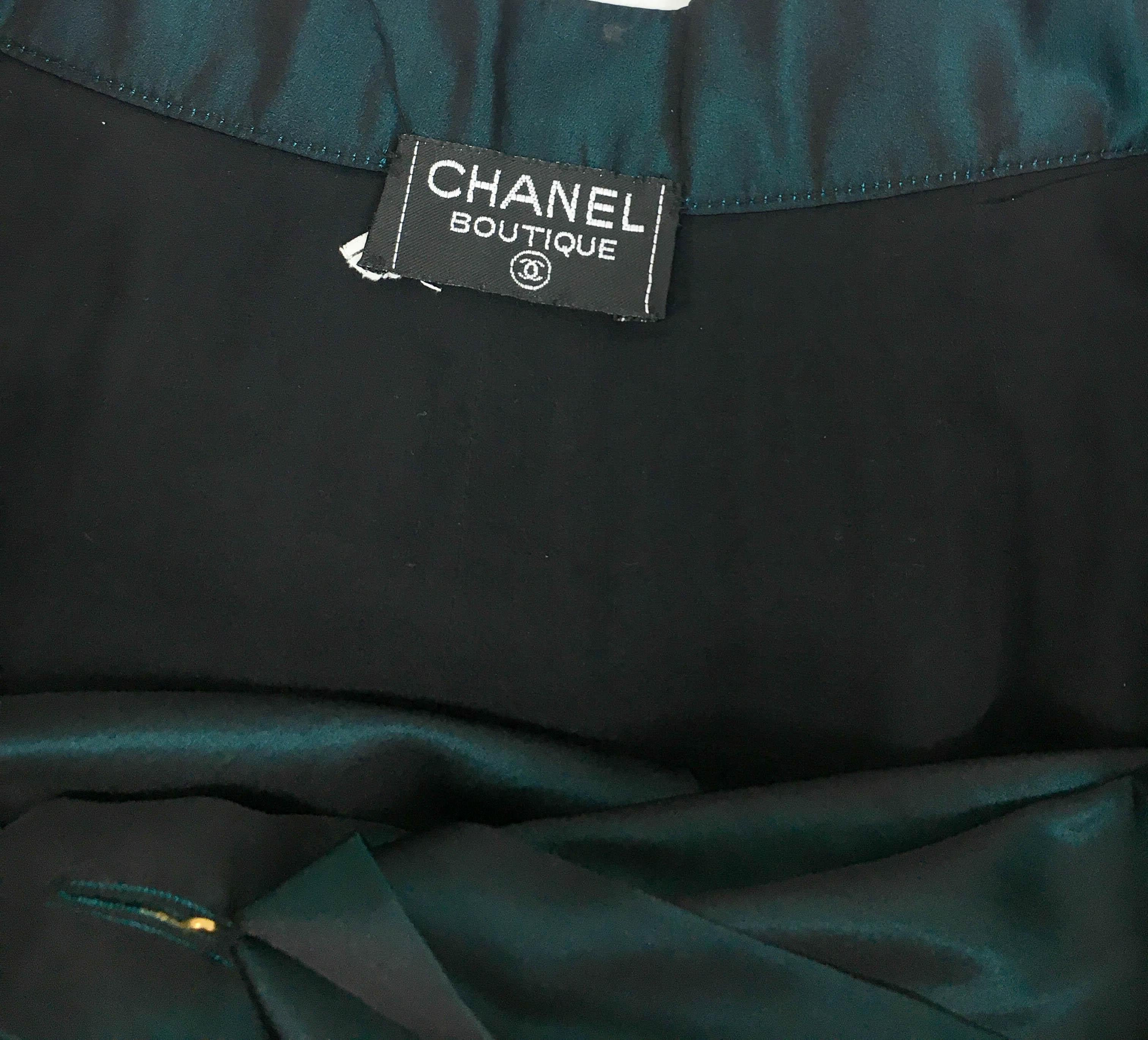 Chanel Iridescent Green Silk Skirt, 1990s  5