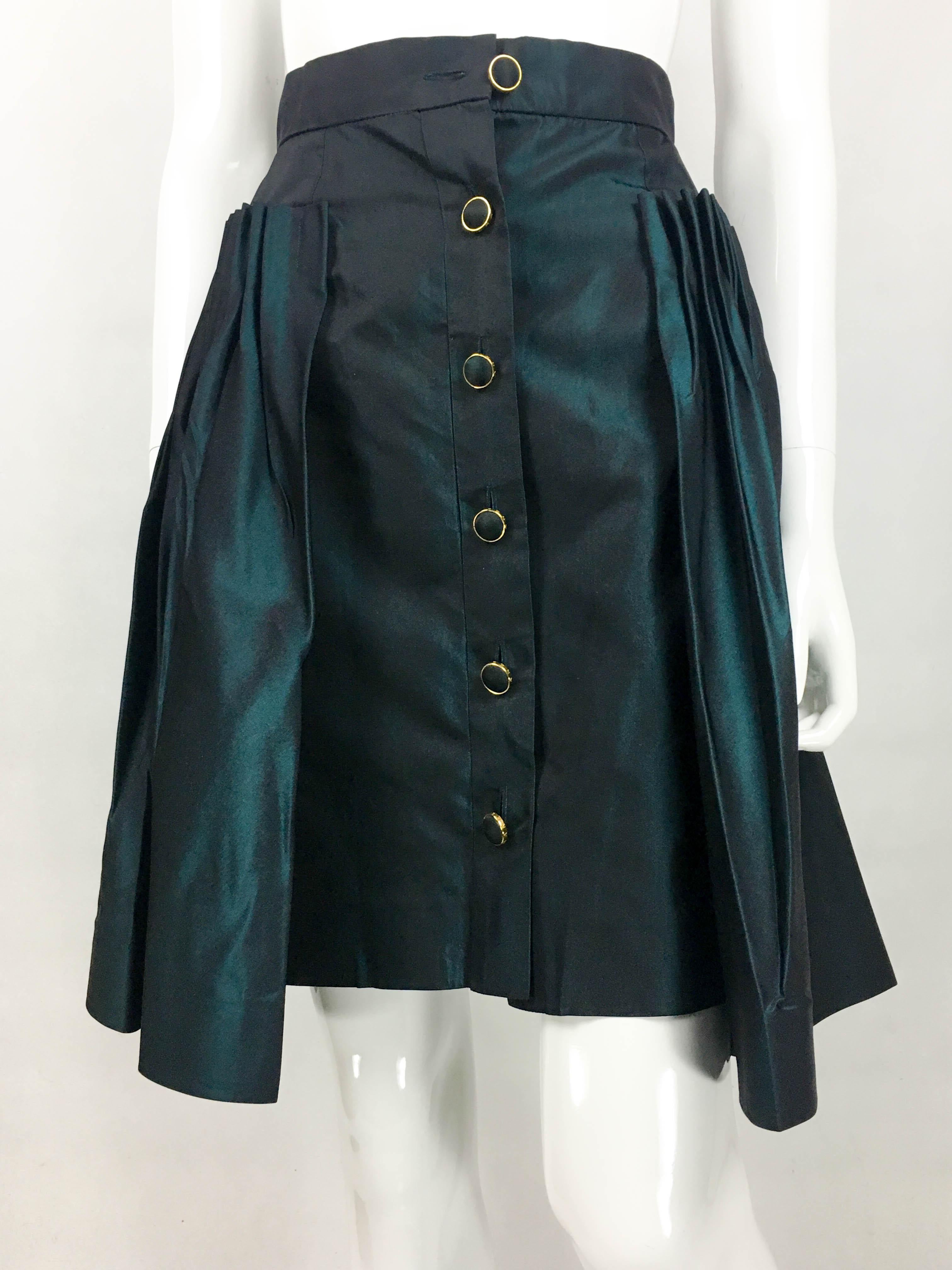 Women's Chanel Iridescent Green Silk Skirt, 1990s 