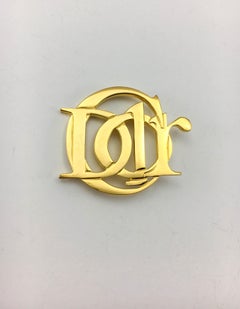 1990's Christian Dior Stylised Gilt Logo Brooch