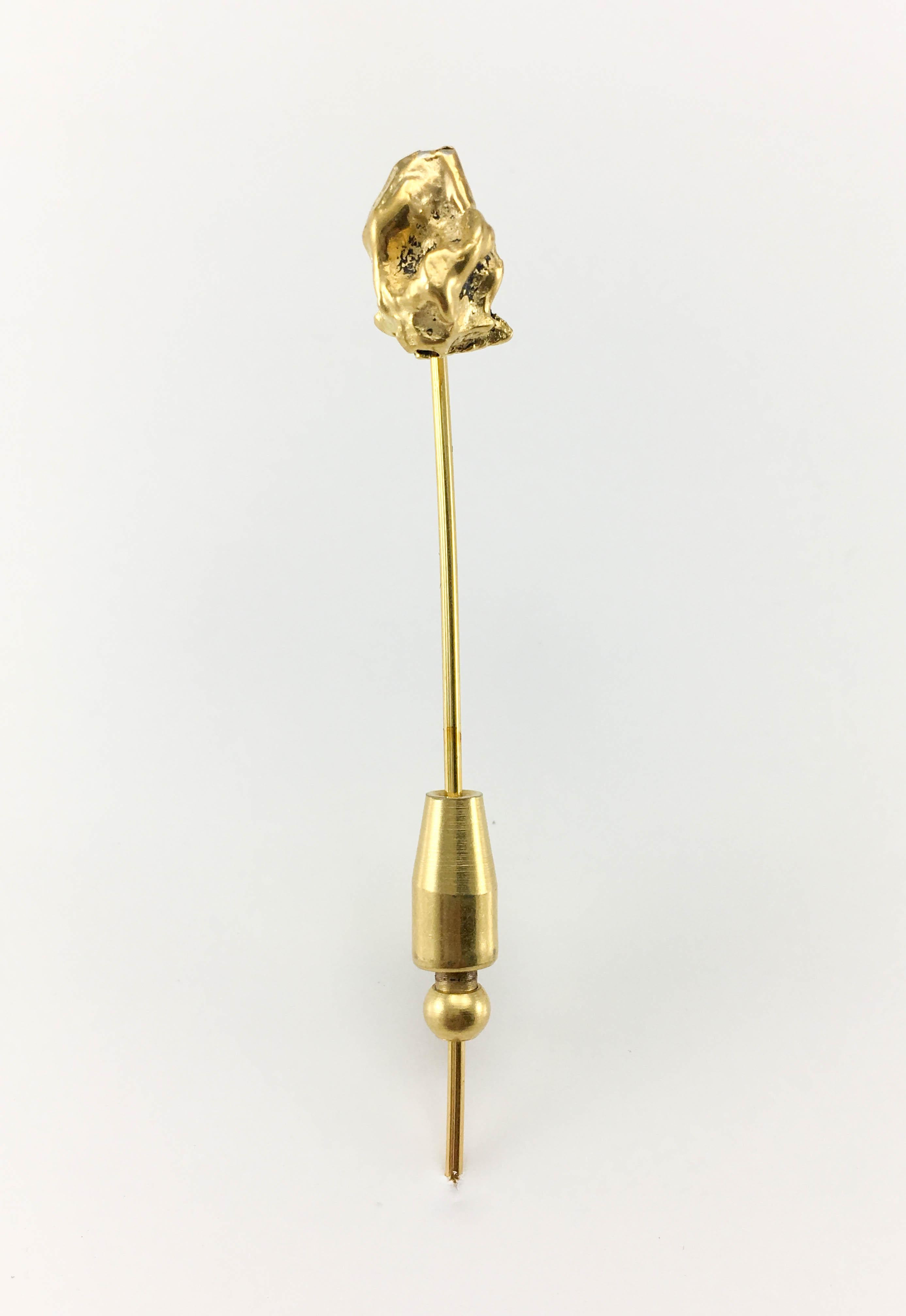 Women's or Men's 1970's Chanel Gold-Plated 'Gold Nugget' Pin For Sale