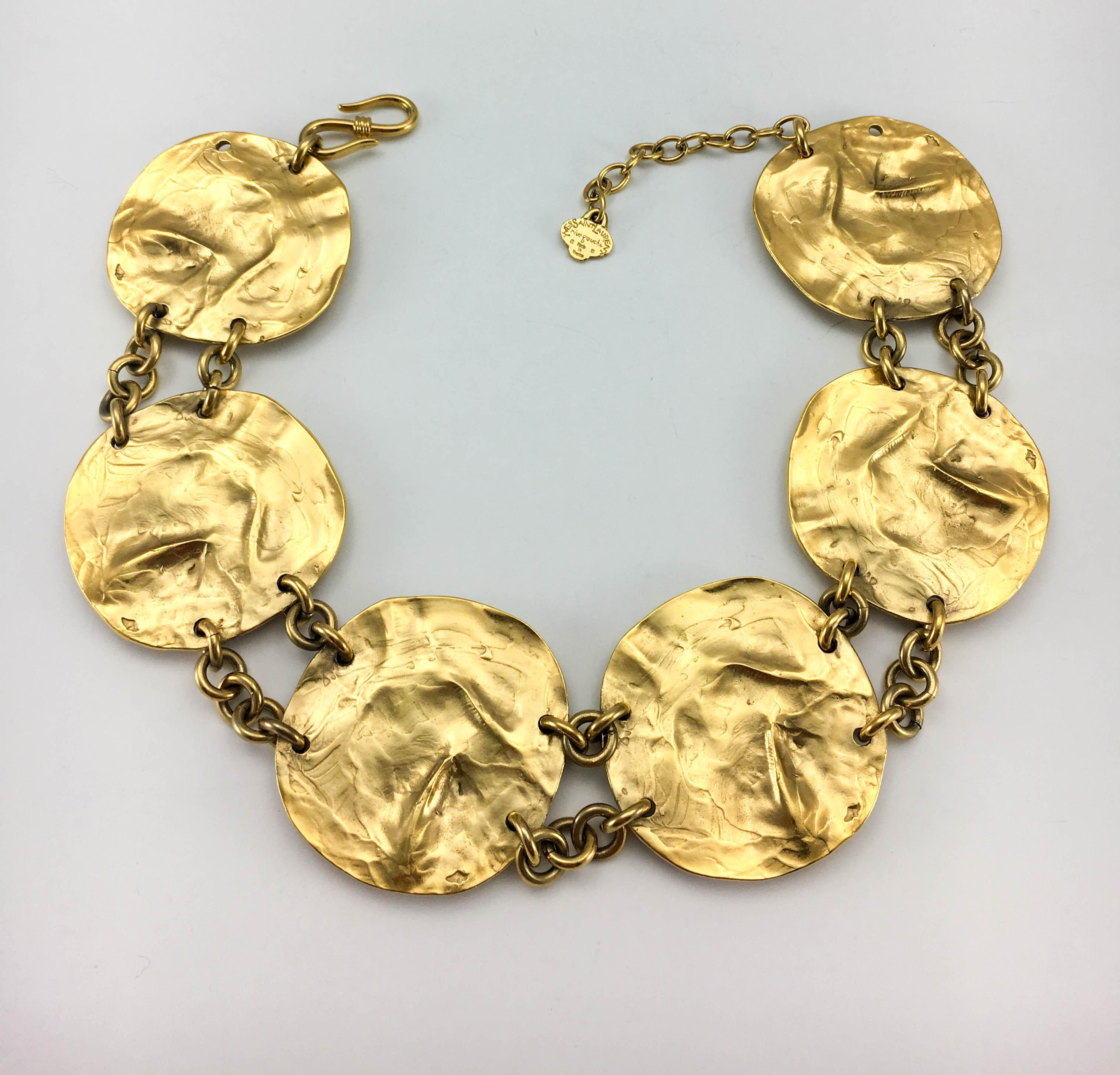 Yves Saint Laurent by Robert Goossens Gold-Plated Disk Necklace, 1989   1