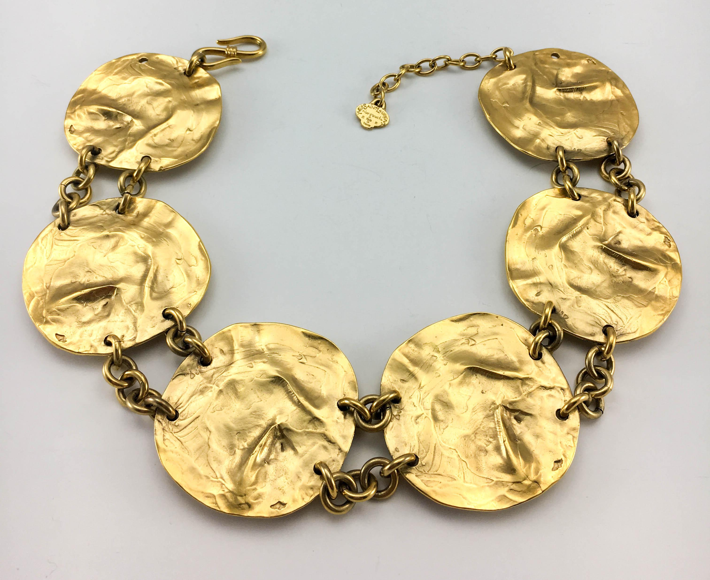 Yves Saint Laurent by Robert Goossens Gold-Plated Disk Necklace, 1989   3