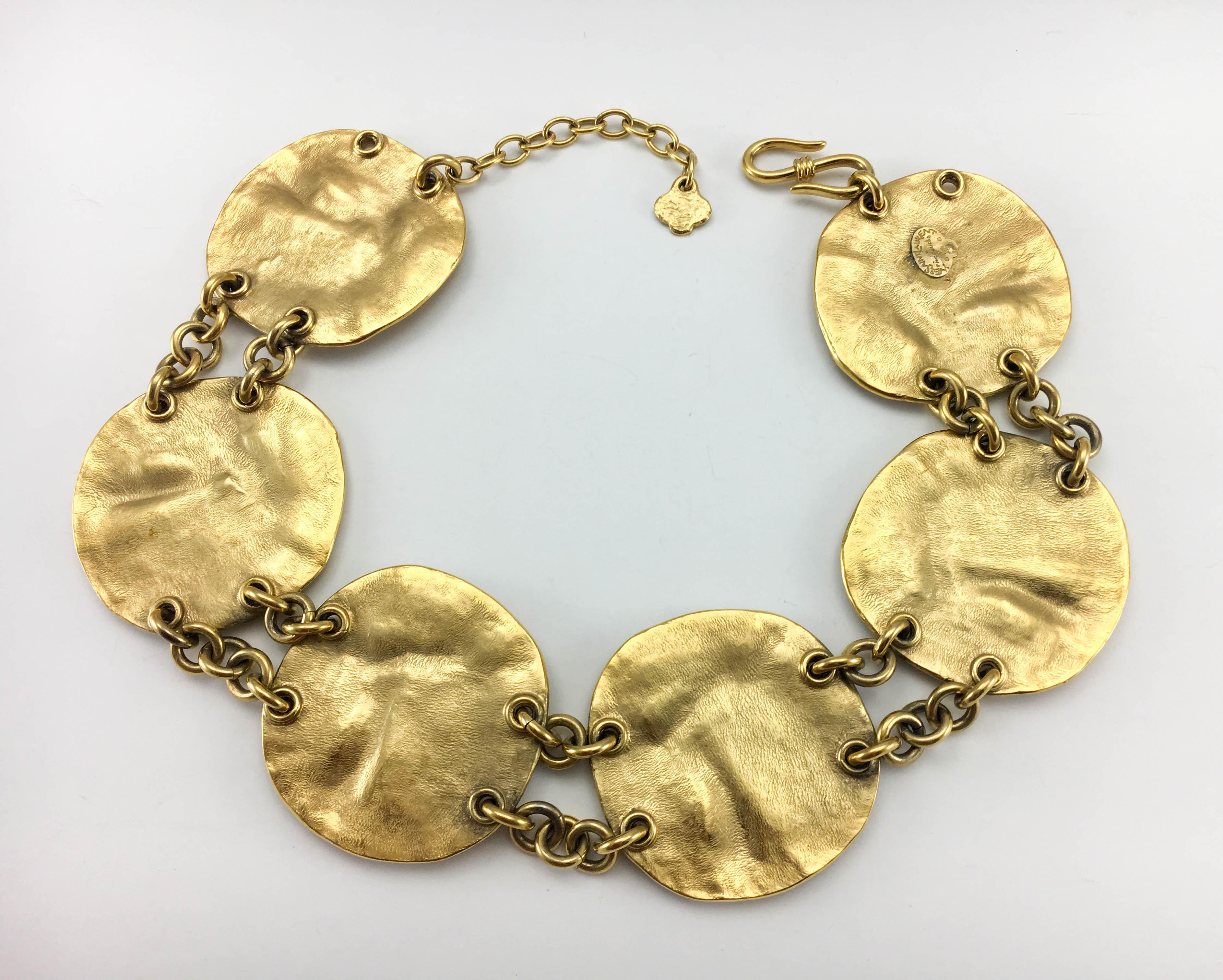Yves Saint Laurent by Robert Goossens Gold-Plated Disk Necklace, 1989   5