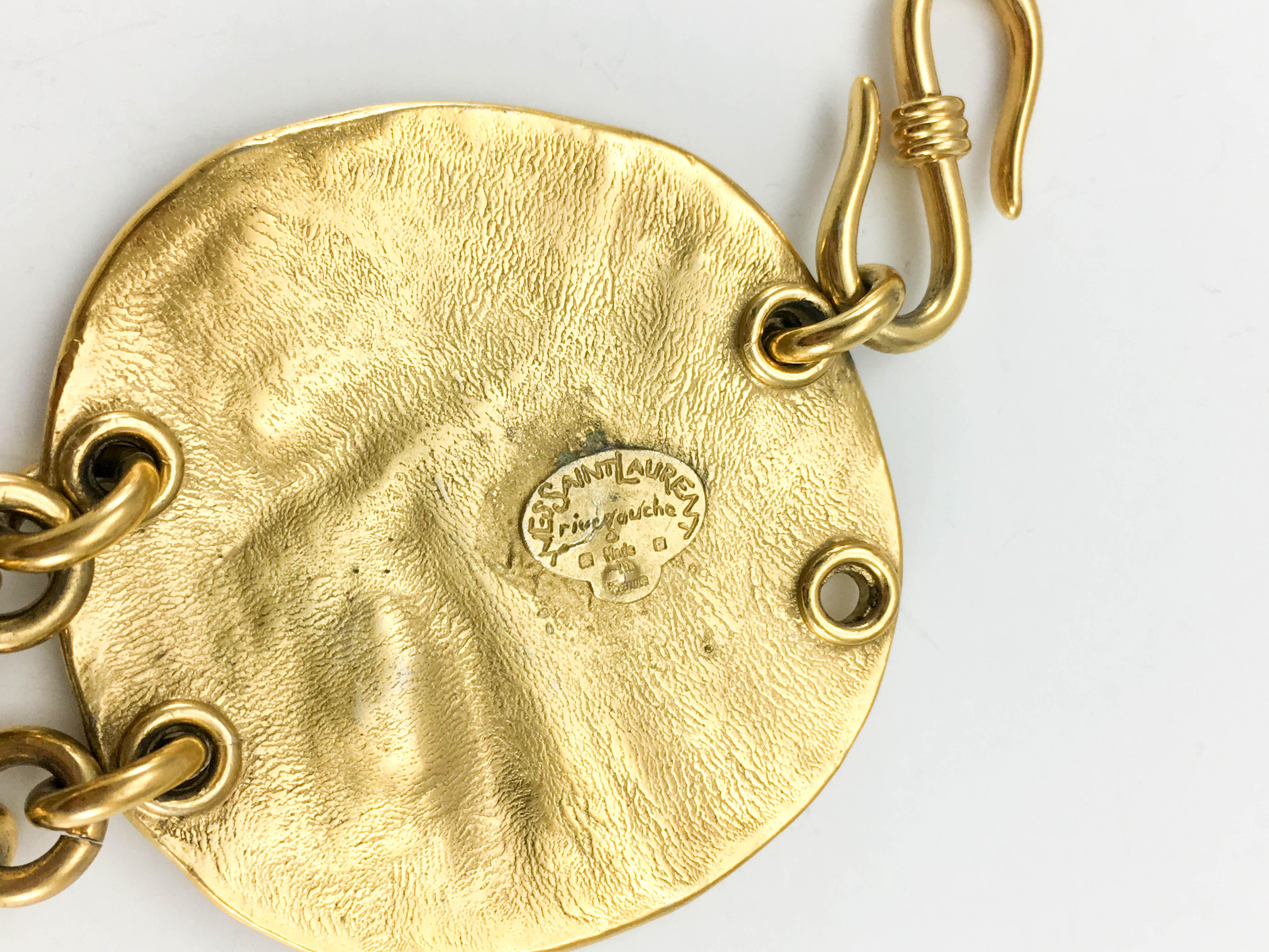 Yves Saint Laurent by Robert Goossens Gold-Plated Disk Necklace, 1989   7